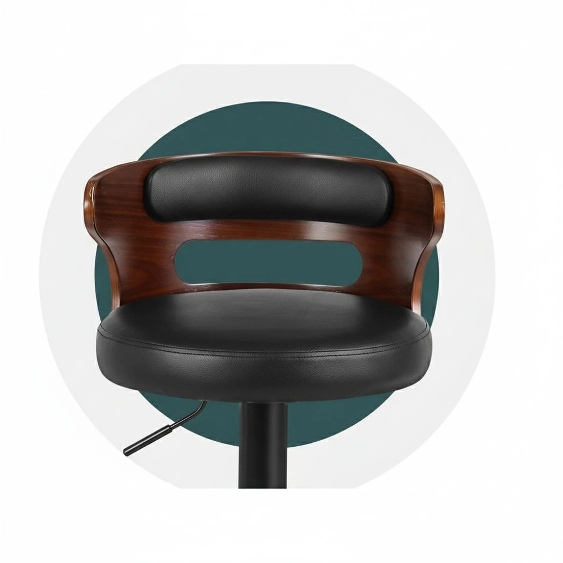 6 Artiss 2x Bar Stools Gas Lift Faux Leather - Black, 6 of 6