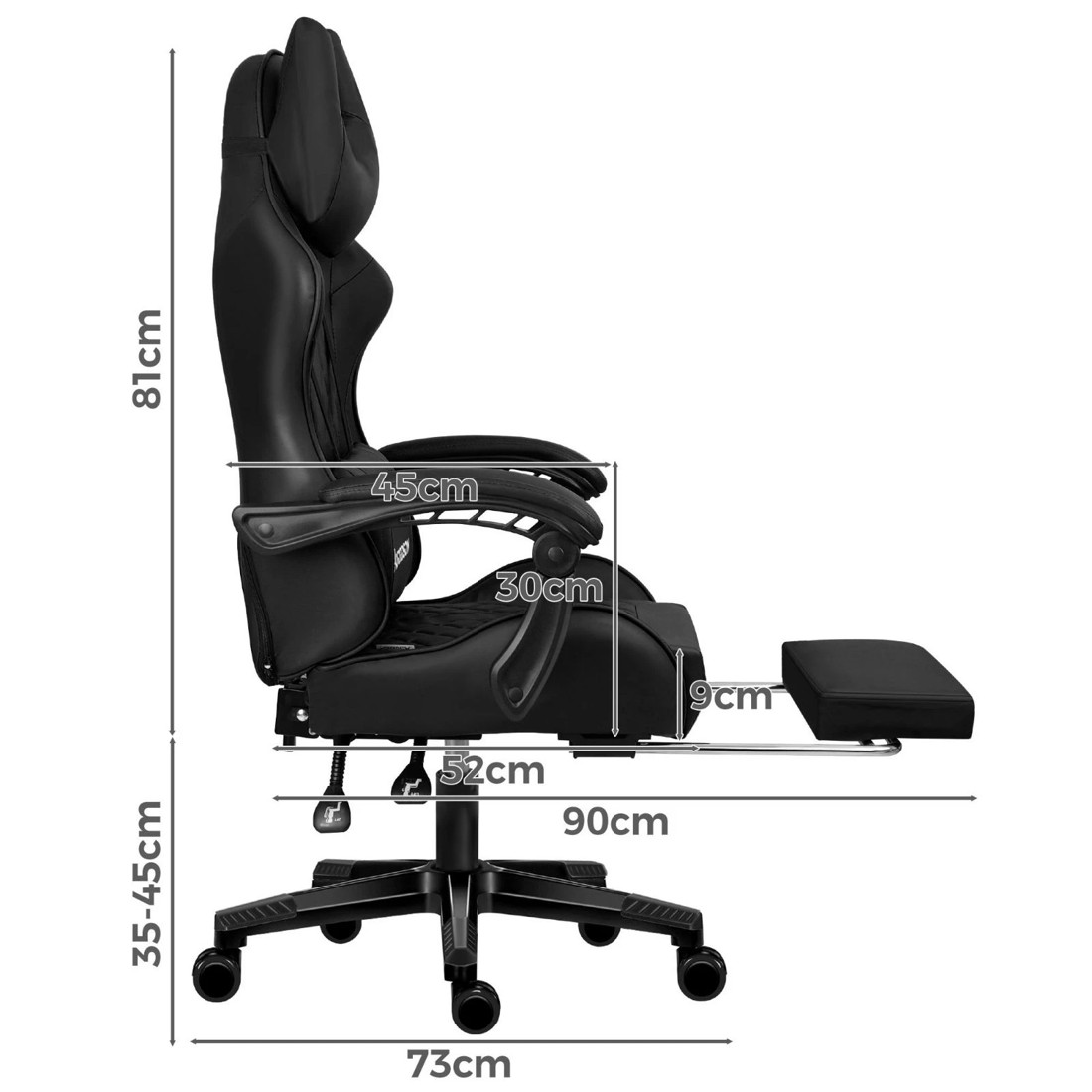 4 Alfordson Gaming Chair Office Racer Large Lumbar Cushion Footrest Seat Leather - Black, 4 of 10