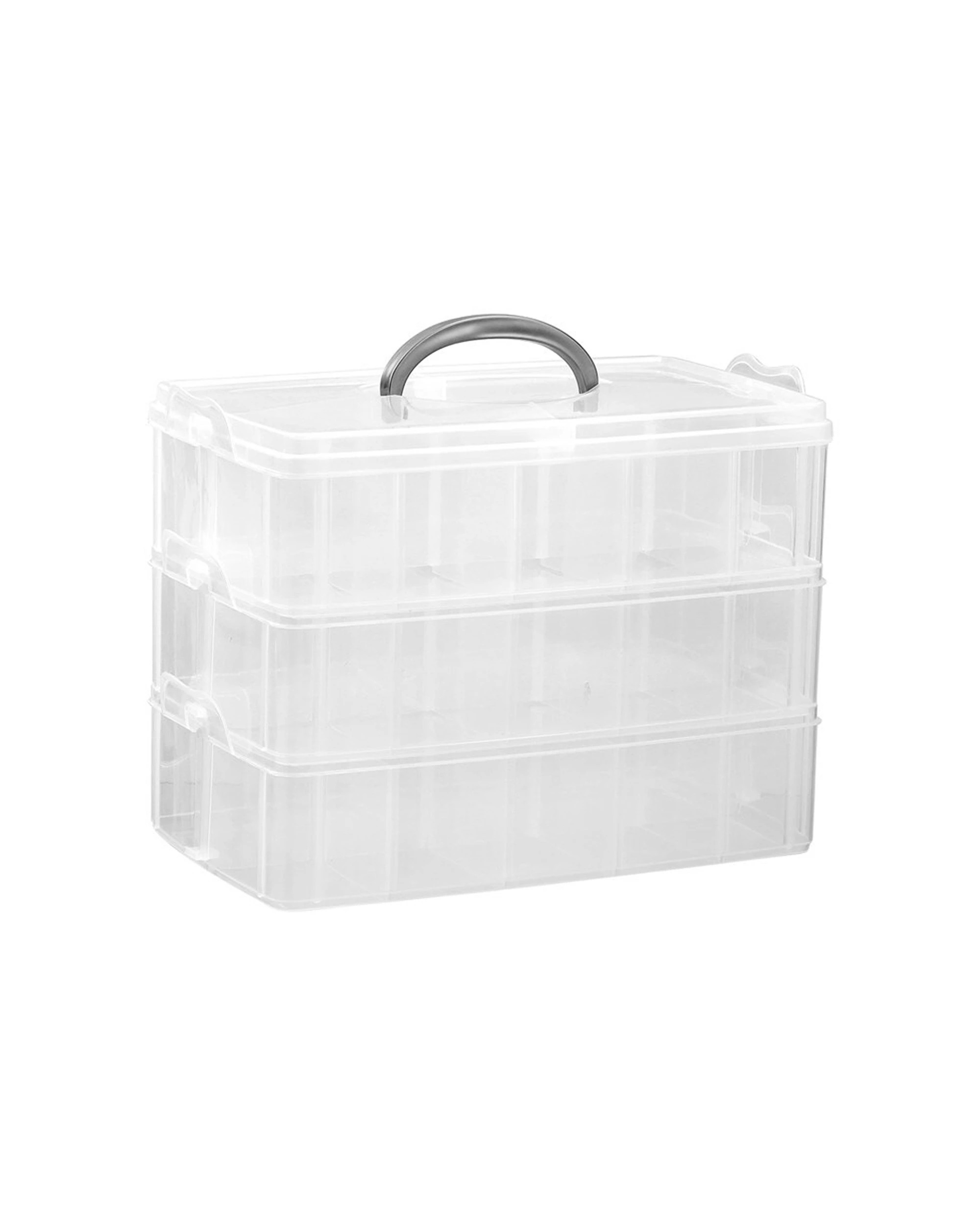 4 Boxsweden Nic-Nac 3-Tier Box 30-Compartment 4PK 33x24x19cm Durable Plastic - Plain, 4 of 5
