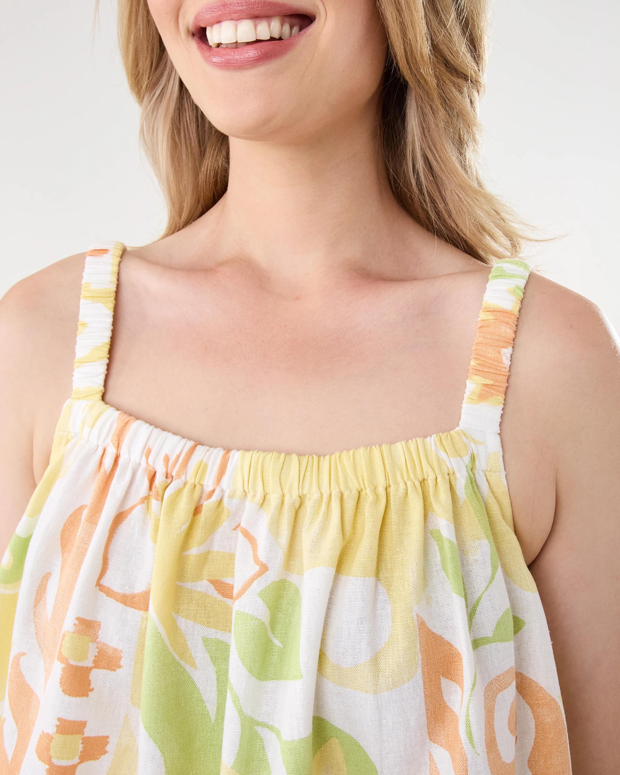 6 Sleeveless Square Neck Linen Blend Top Smmer Tile, 6 of 9