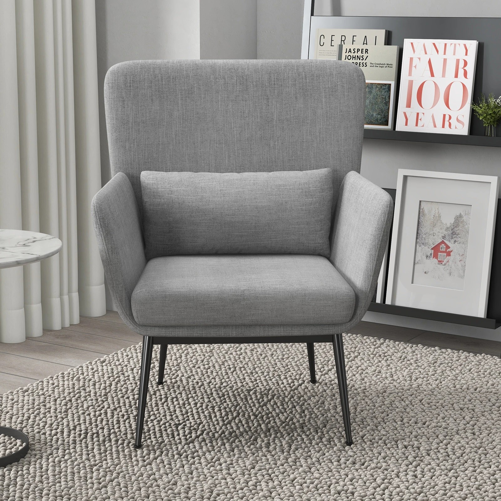 4 Casa Decor Cora Accent Chair Occasional Fabric Luxury Upholstered Light Grey - Grey, 4 of 10