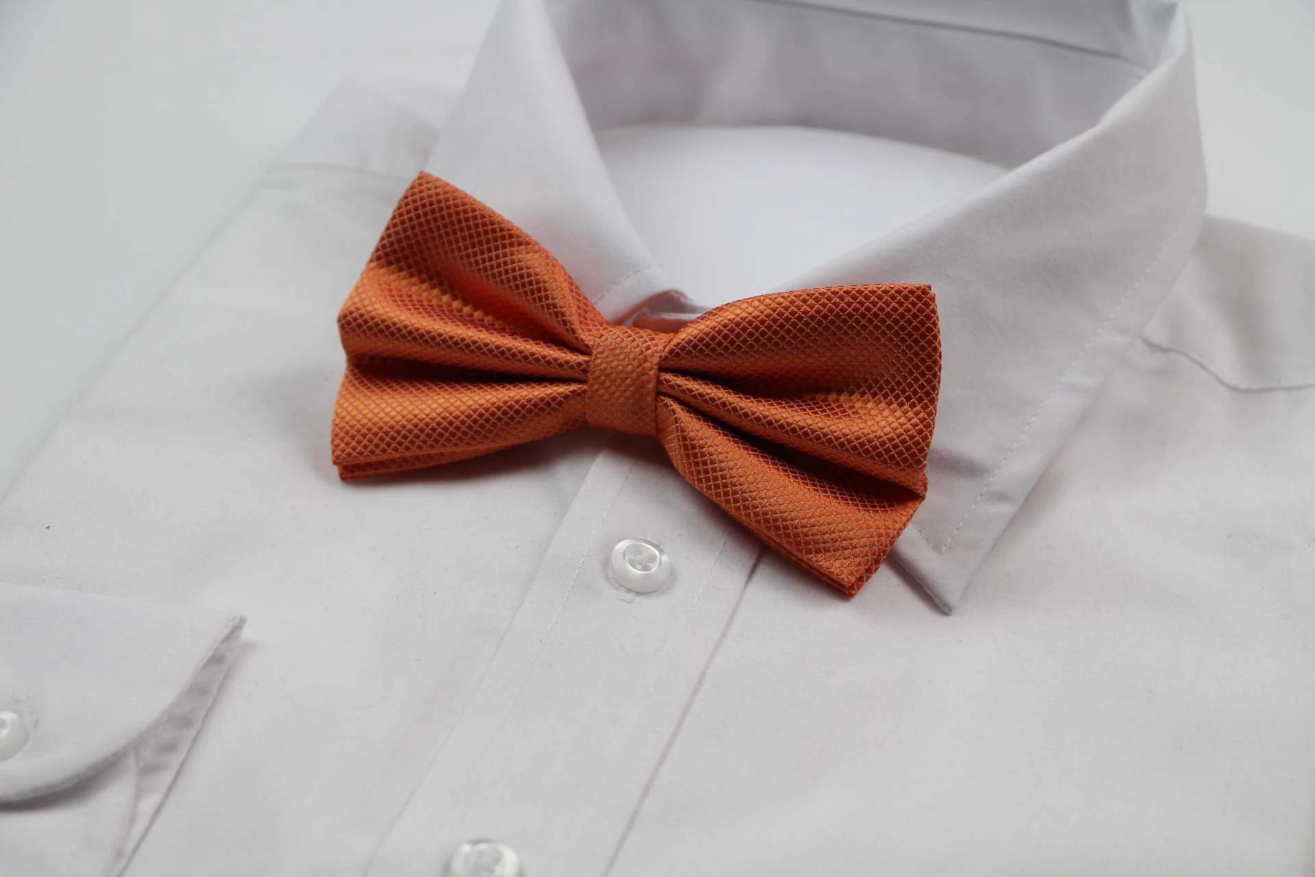 4 Zasel Mens Orange Plain Coloured Checkered Bow Tie - Orange, 4 of 5
