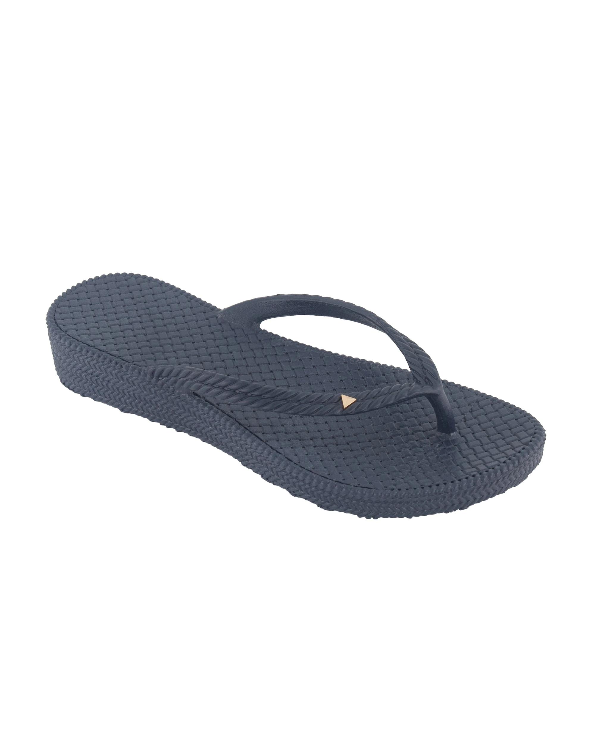 1 Braided Wedge Beach Thongs Navy, 1 of 3