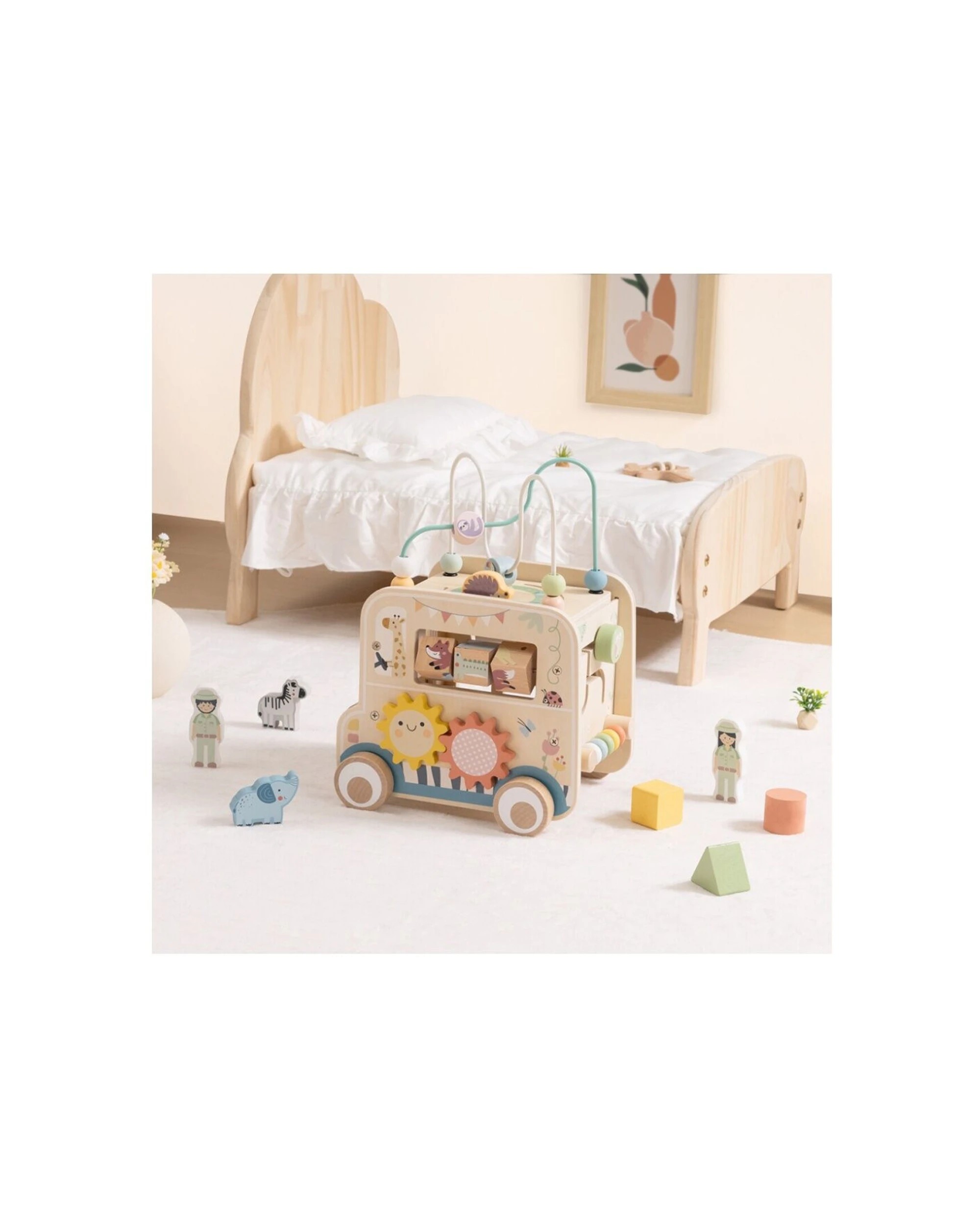 4 Tooky Toy Versatile Safari Hunting Vehicle Wooden Activity Kids Children - Natural, 4 of 7