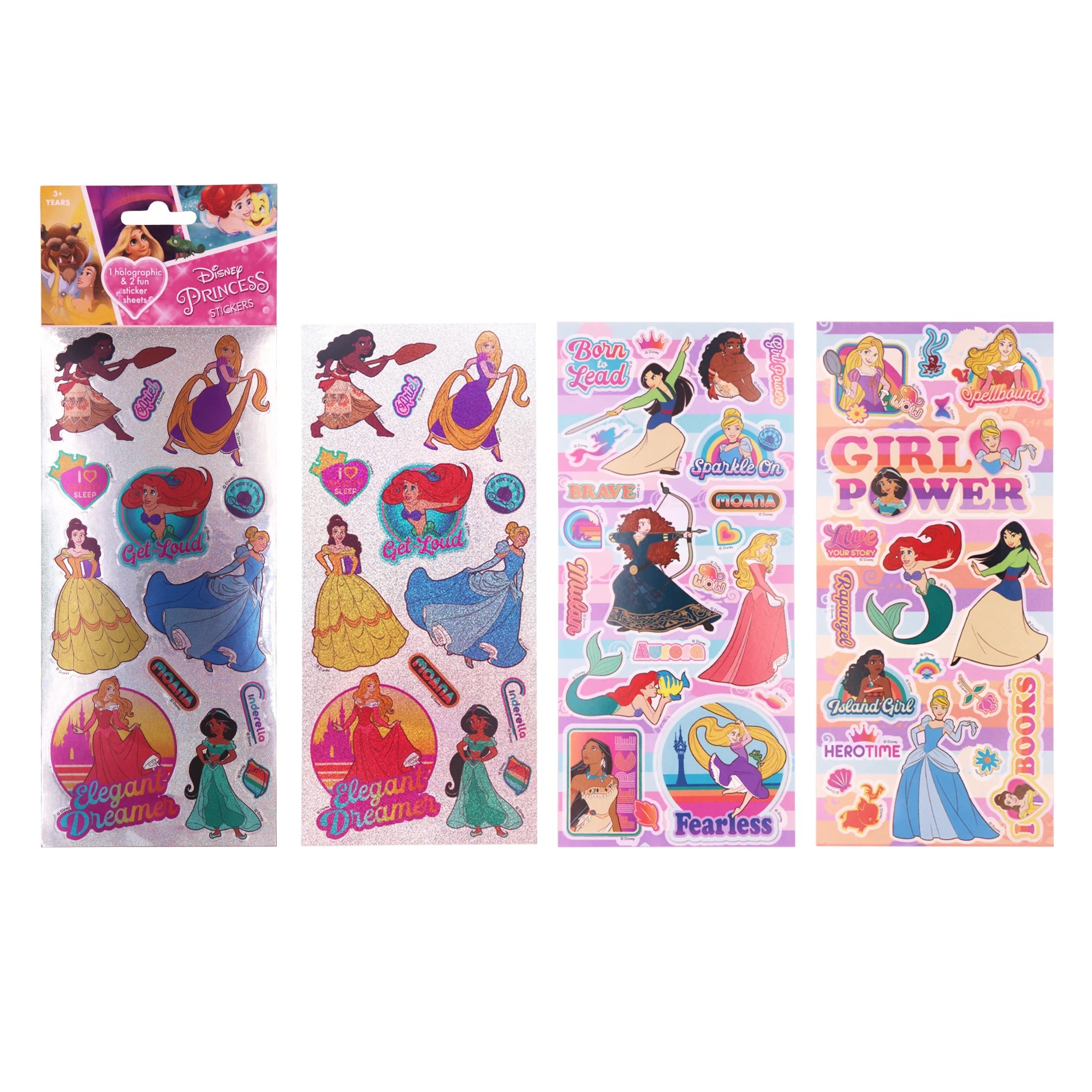 1 Disney Princess 3 Pack Holographic Sticker Set
 - Multi, 1 of 1