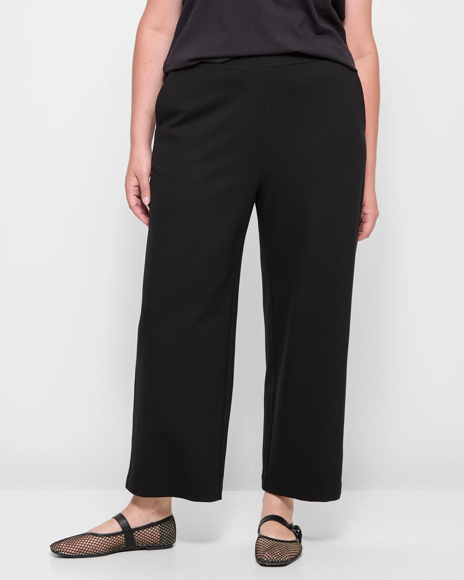 4 Target Plus Size Crop Length Wide Leg Ponte Pants BLACK, 4 of 5