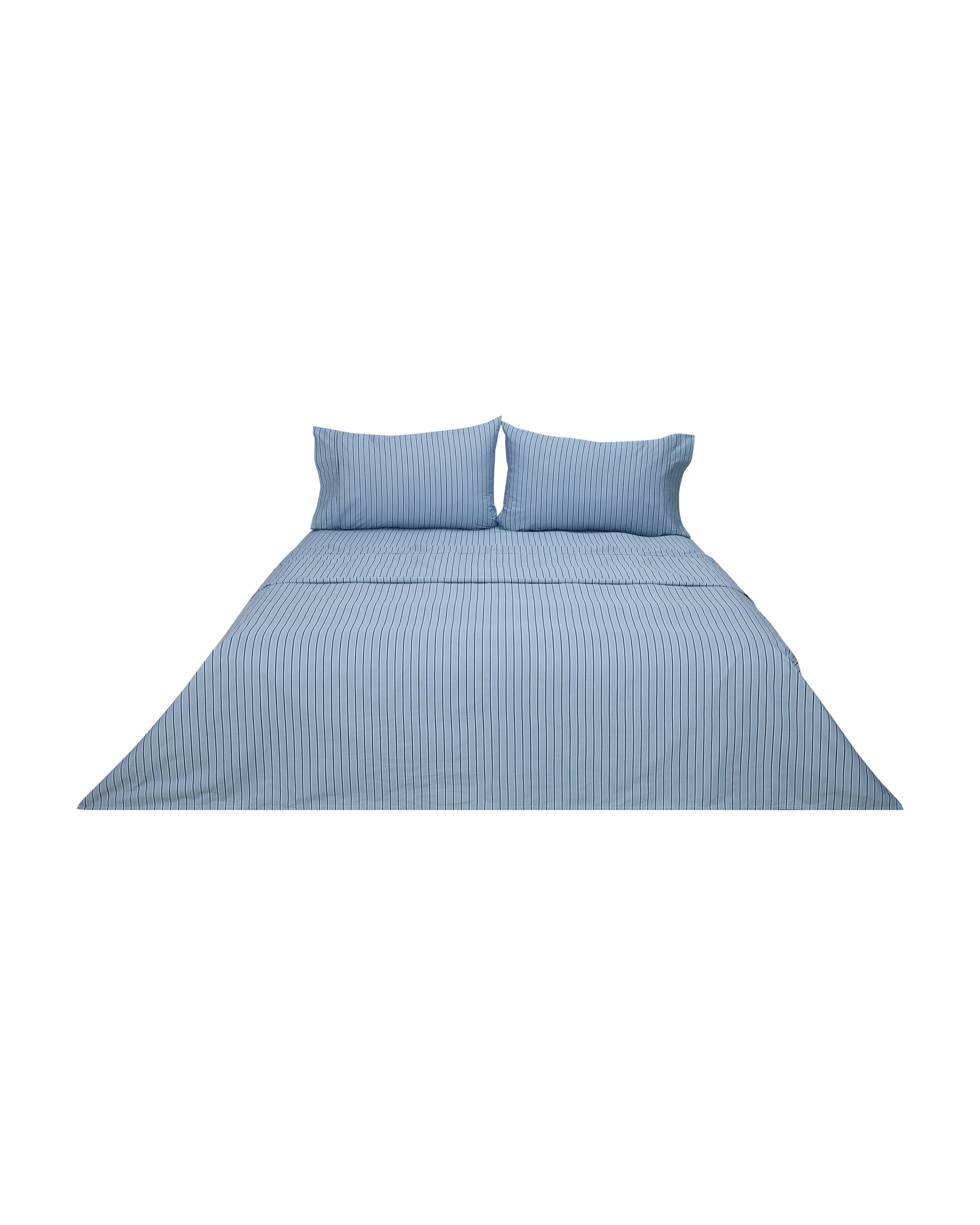 6 225 Thread Count Stripe Cotton Sheet Set - Double Bed, Blue, 6 of 6