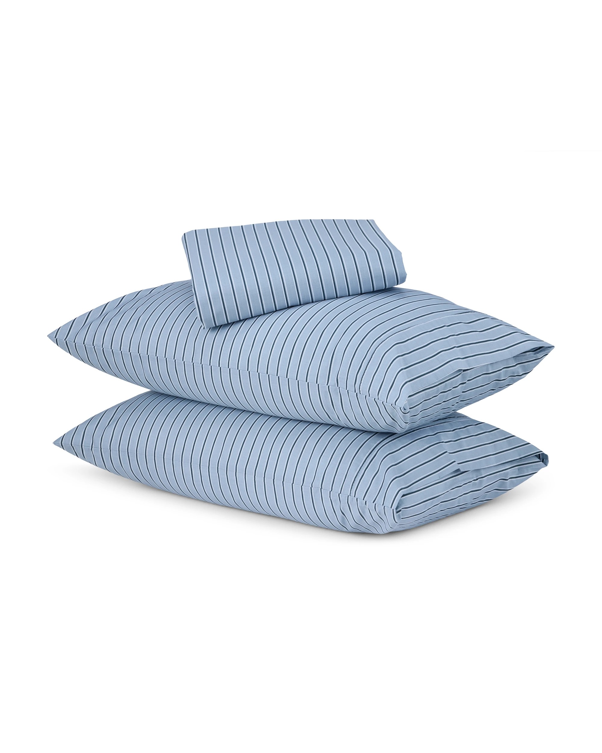 1 225 Thread Count Stripe Cotton Sheet Set - Double Bed, Blue, 1 of 6