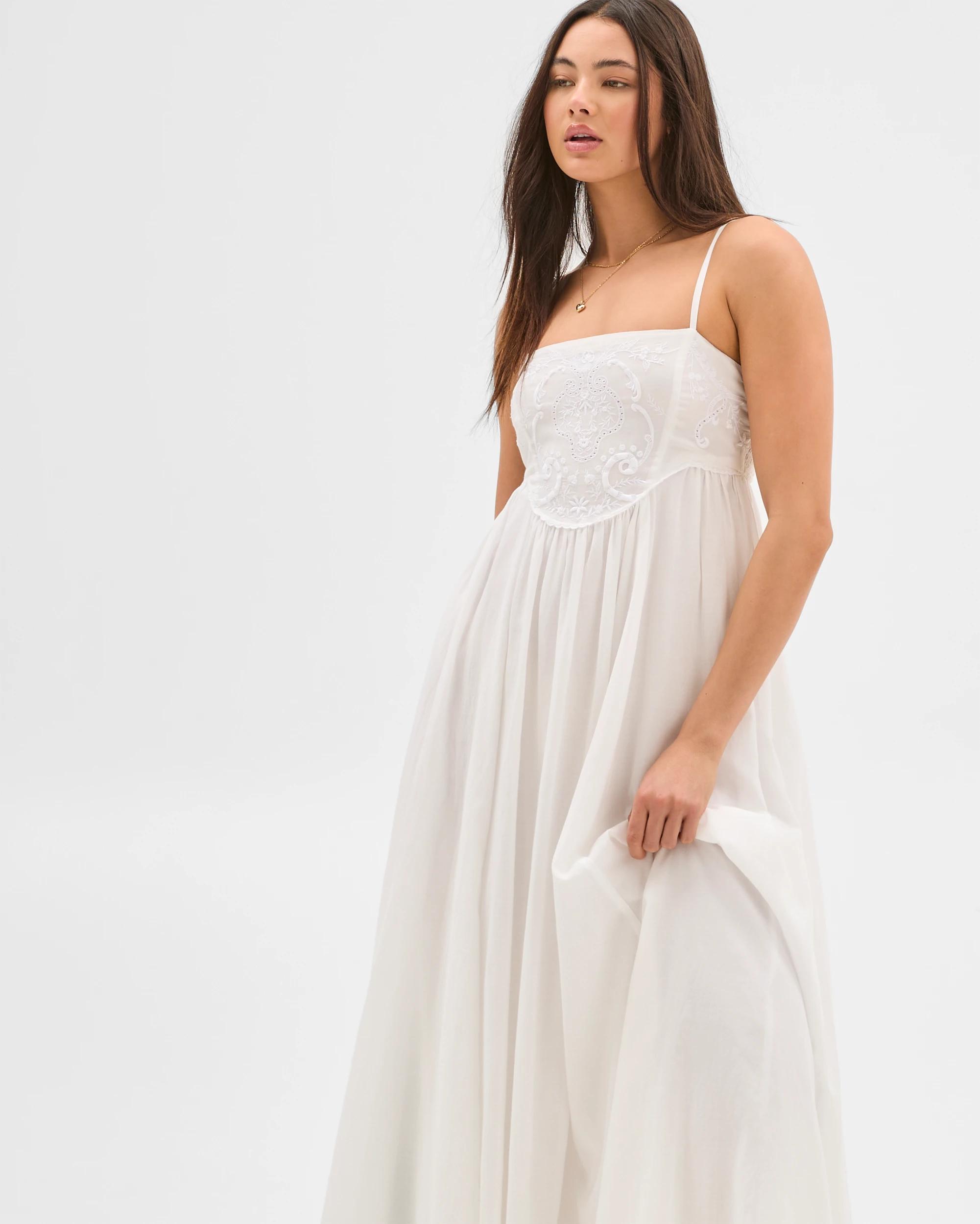 2 Lily Loves Embroidered Babydoll Maxi Dress - White, Cotton-rich WHITE, 2 of 6