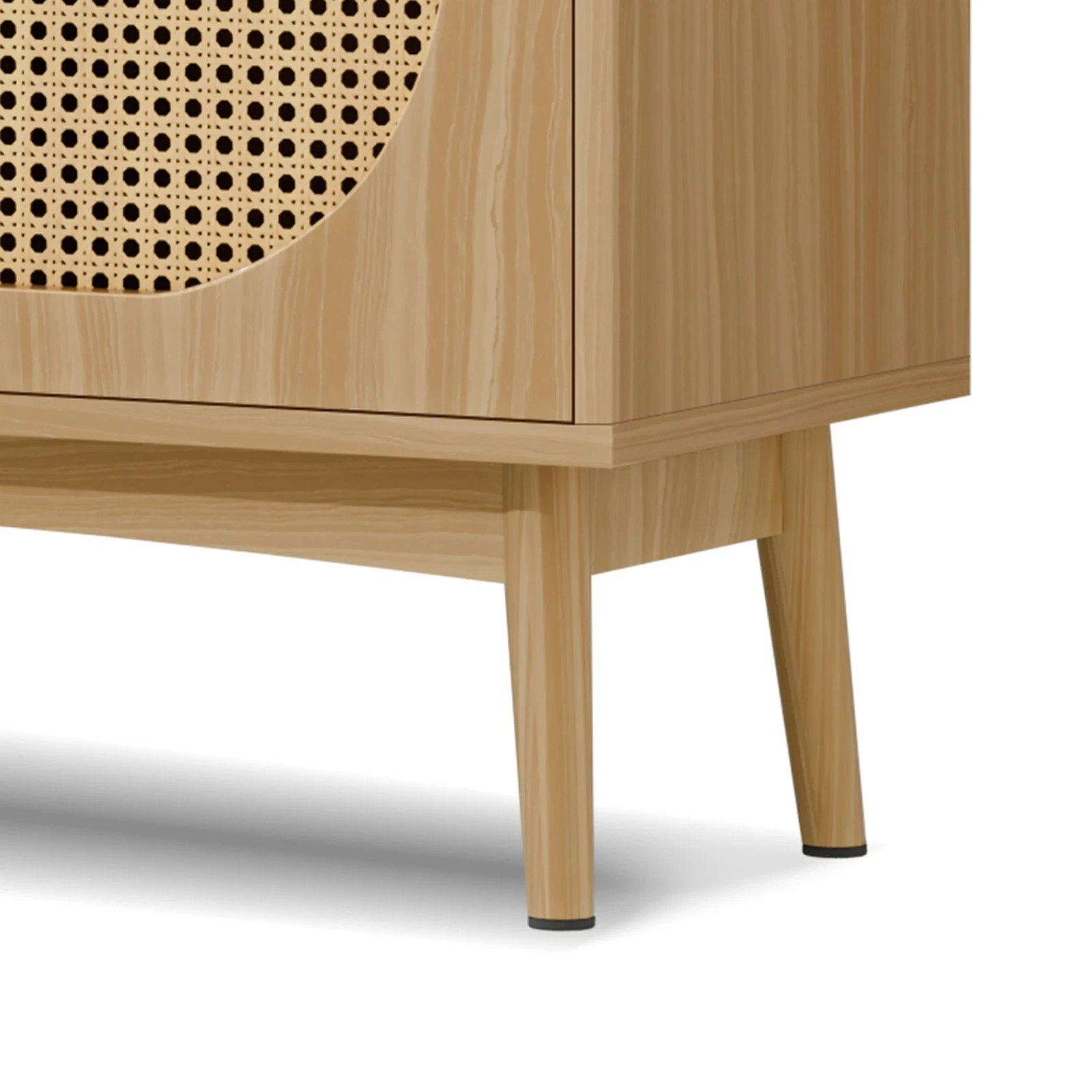 6 Alfordson Buffet Sideboard Cabinet Storage Rattan Cupboard Shelf - Oak, 6 of 9