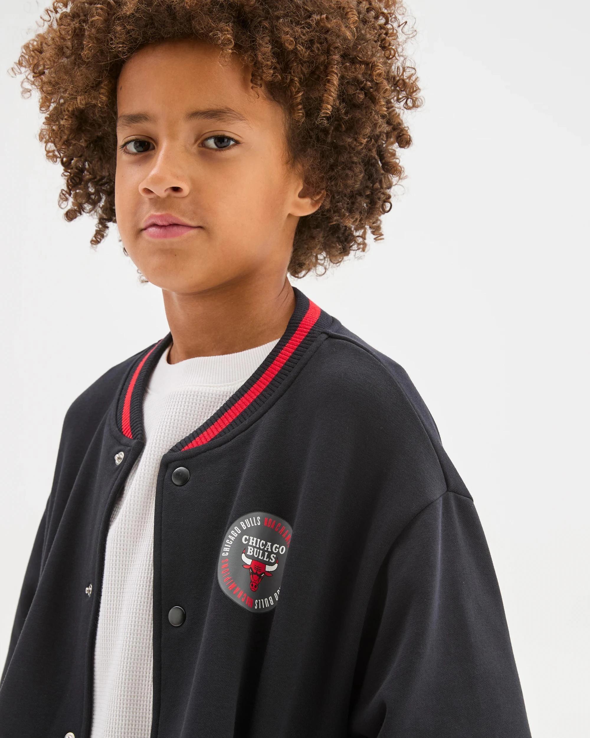 3 NBA Australian Cotton Blend Varsity Jacket BLACK, 3 of 7