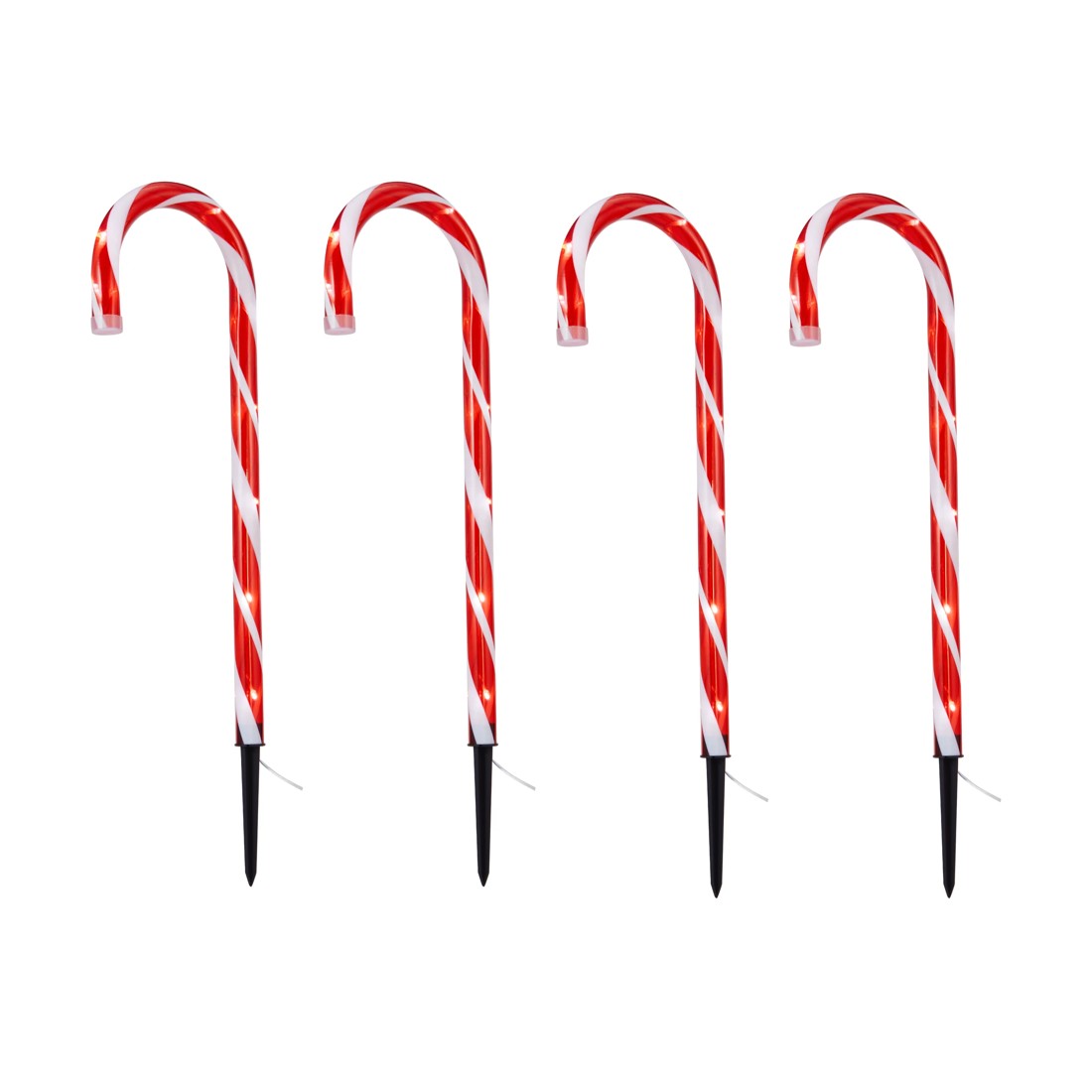 2 4 Pack Solar Powered LED Light Up Candy Cane Stakes, 2 of 9