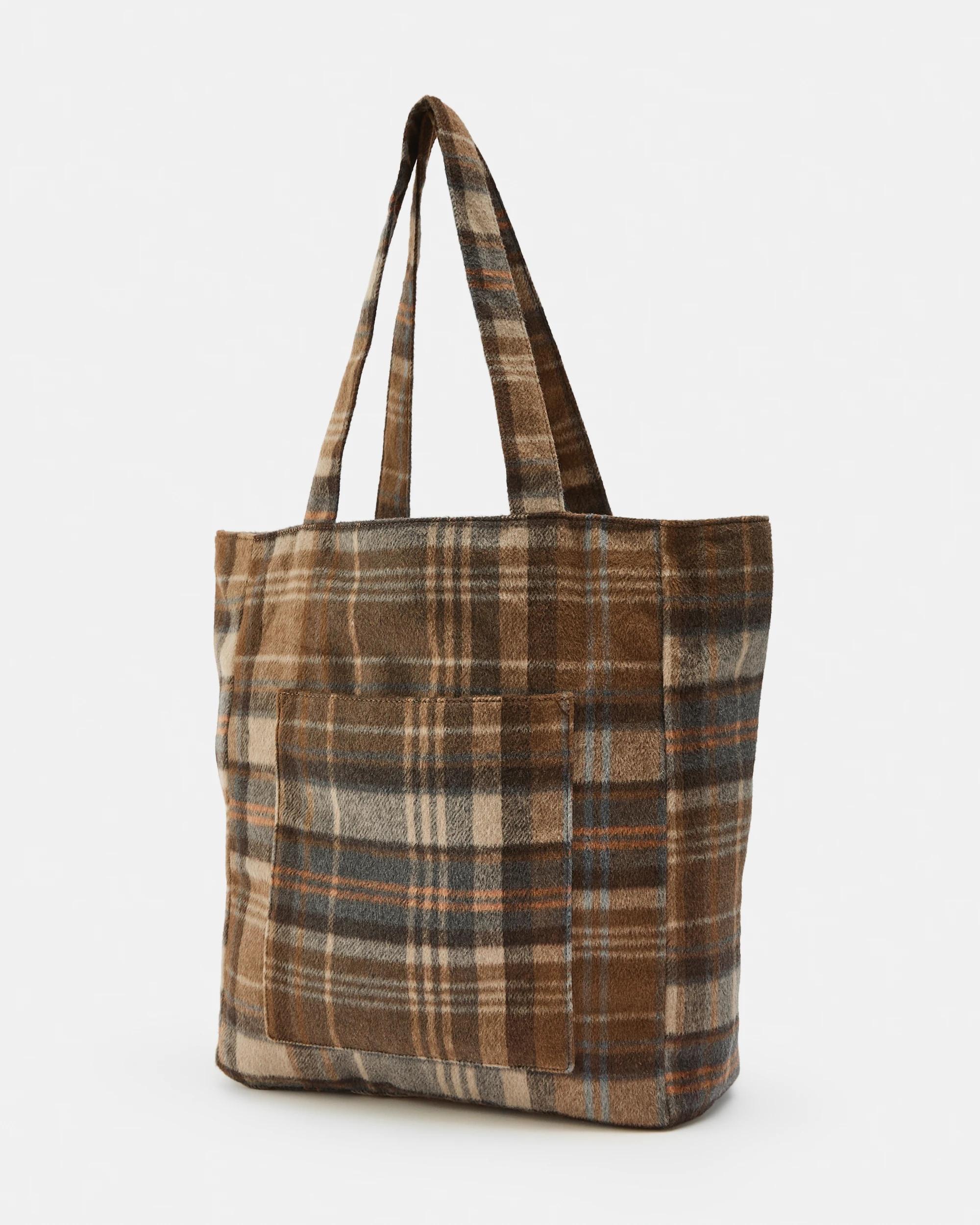 2 Shopper Tote Bag Brwn Plaid, 2 of 4