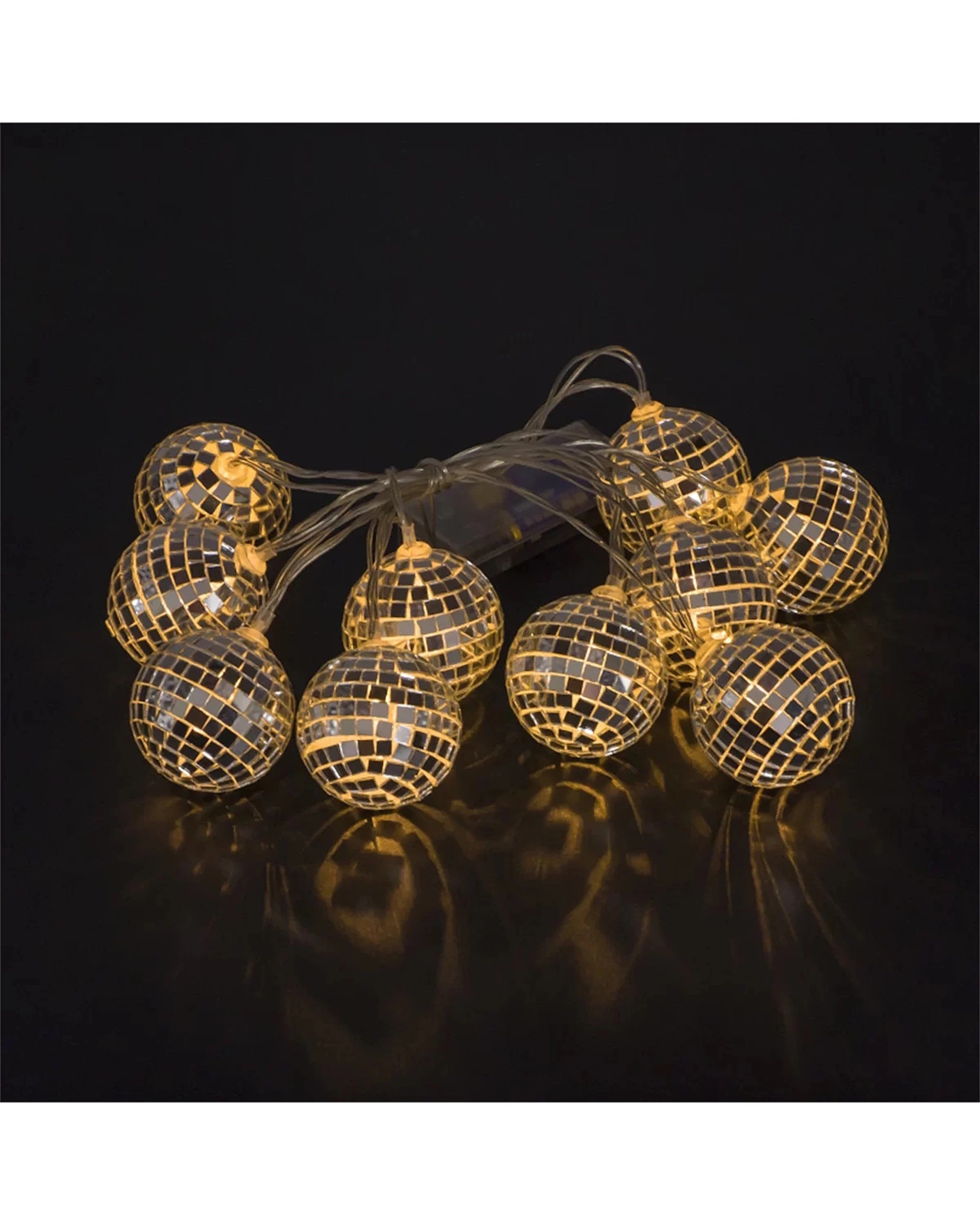 2 Partyrama Mirror Disco Ball String Lights - Silver, 2 of 5