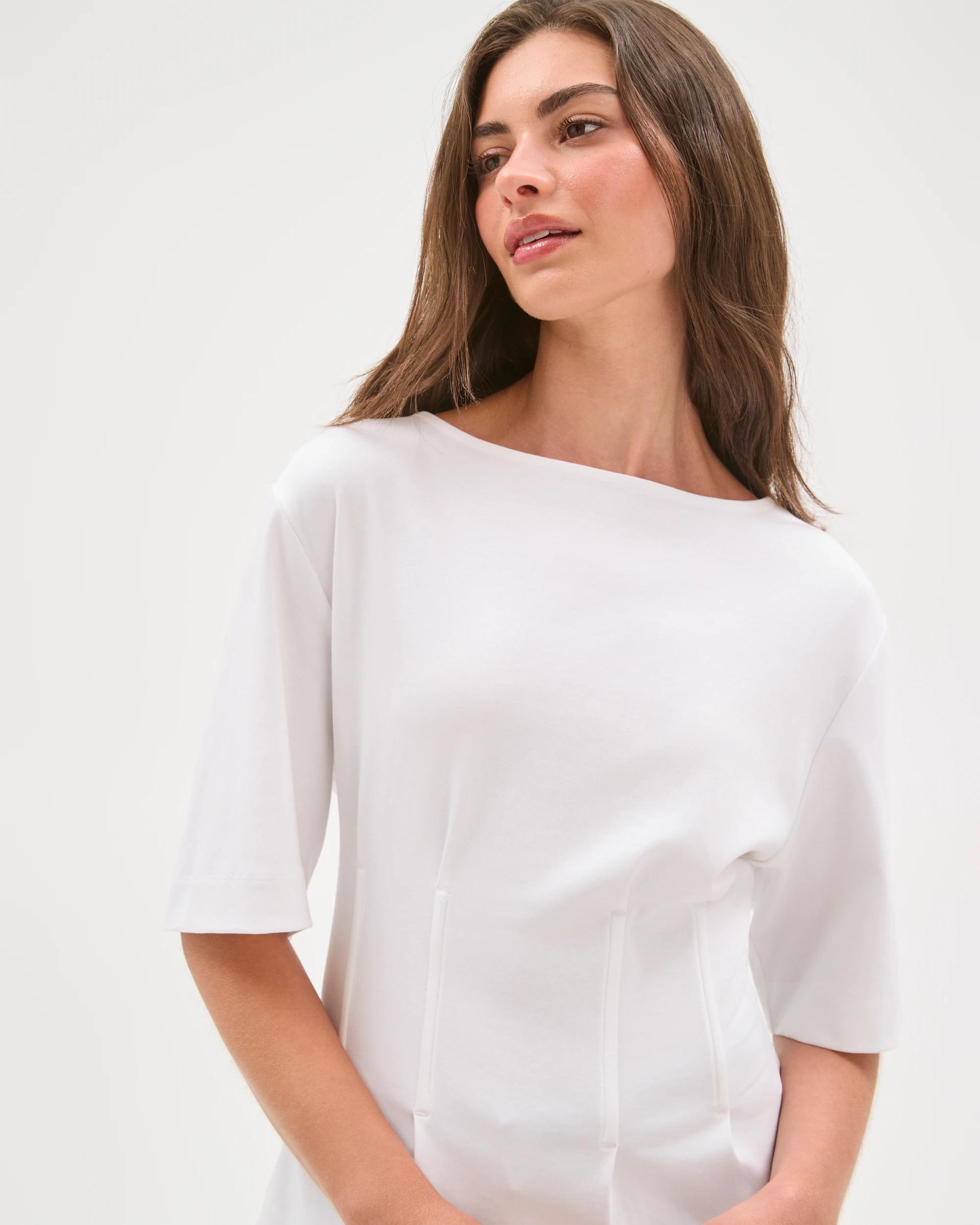 3 Target Petites Australian Cotton Short Sleeve Waisted Top WHITE, 3 of 7