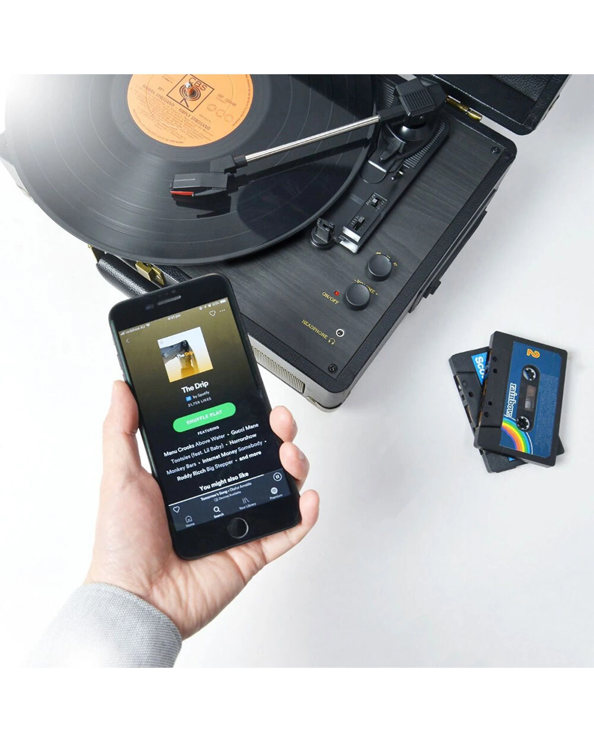 mBeat Uptown Retro 2 in 1 Turntable Player Bluetooth - Black - Kmart