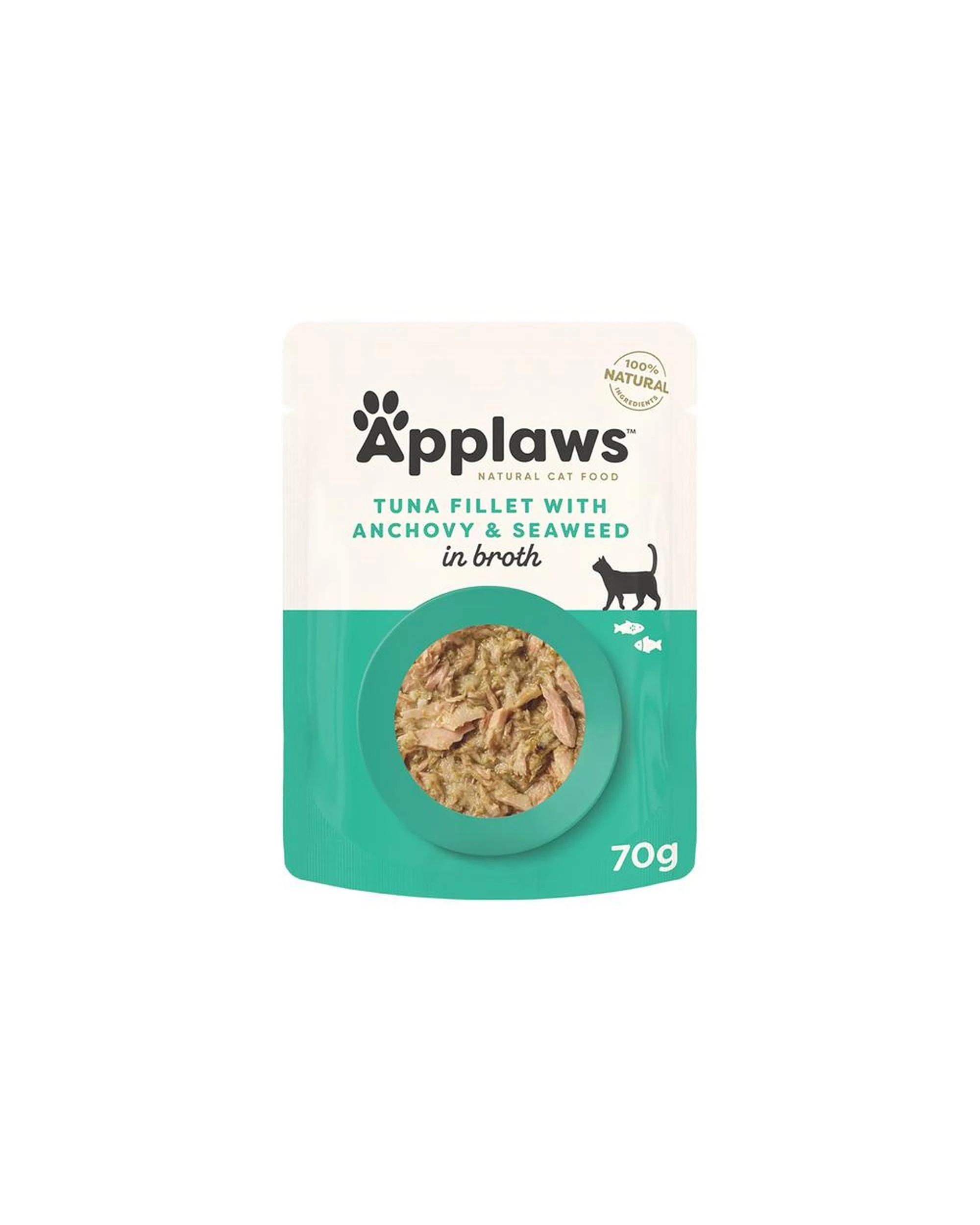 1 Applaws Natural Cat Food Tuna With Anchovy & Seaweed Pouch 70g 16 Pack, 1 of 2