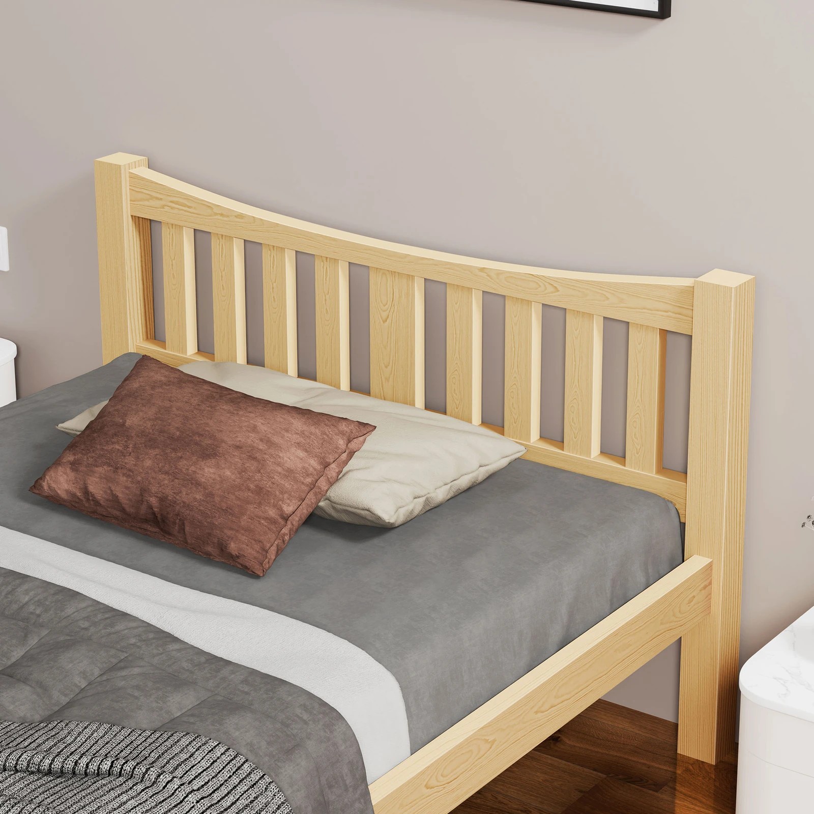 4 Alfordson Bed Frame Wooden Single Size Solid Pine Timber Base Cambrie - Natural, 4 of 10