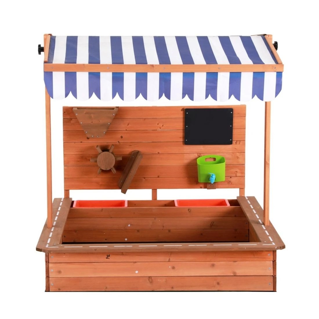 4 Keezi Kids Sandpit Wooden Canopy Sandbox With Cover Funnel Outdoor Toys 110cm Durable Space Saving Modern Decor - Brown, 4 of 5