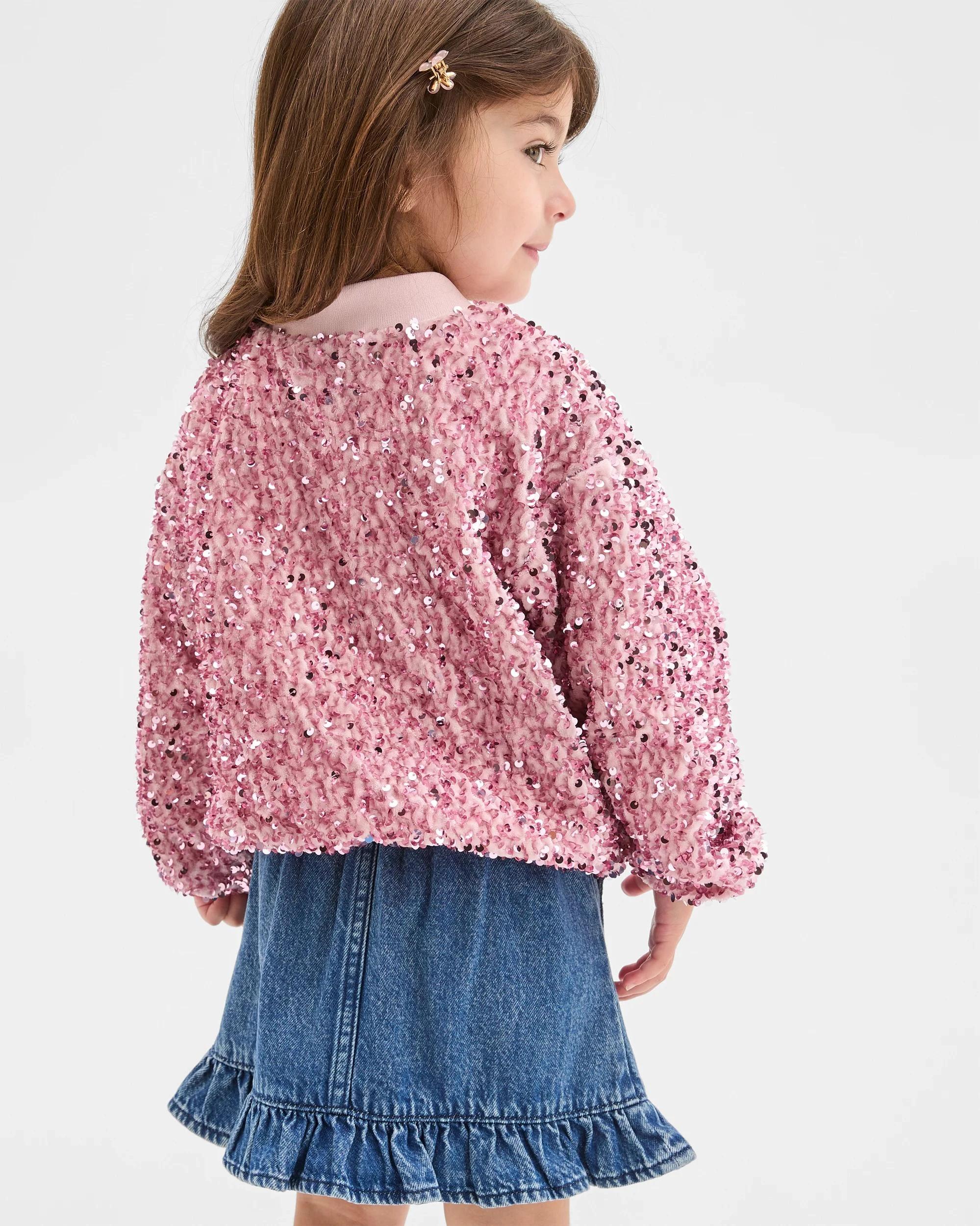 5 Target Kids Sequin Long Sleeve Bomber Jacket PINK, 5 of 10