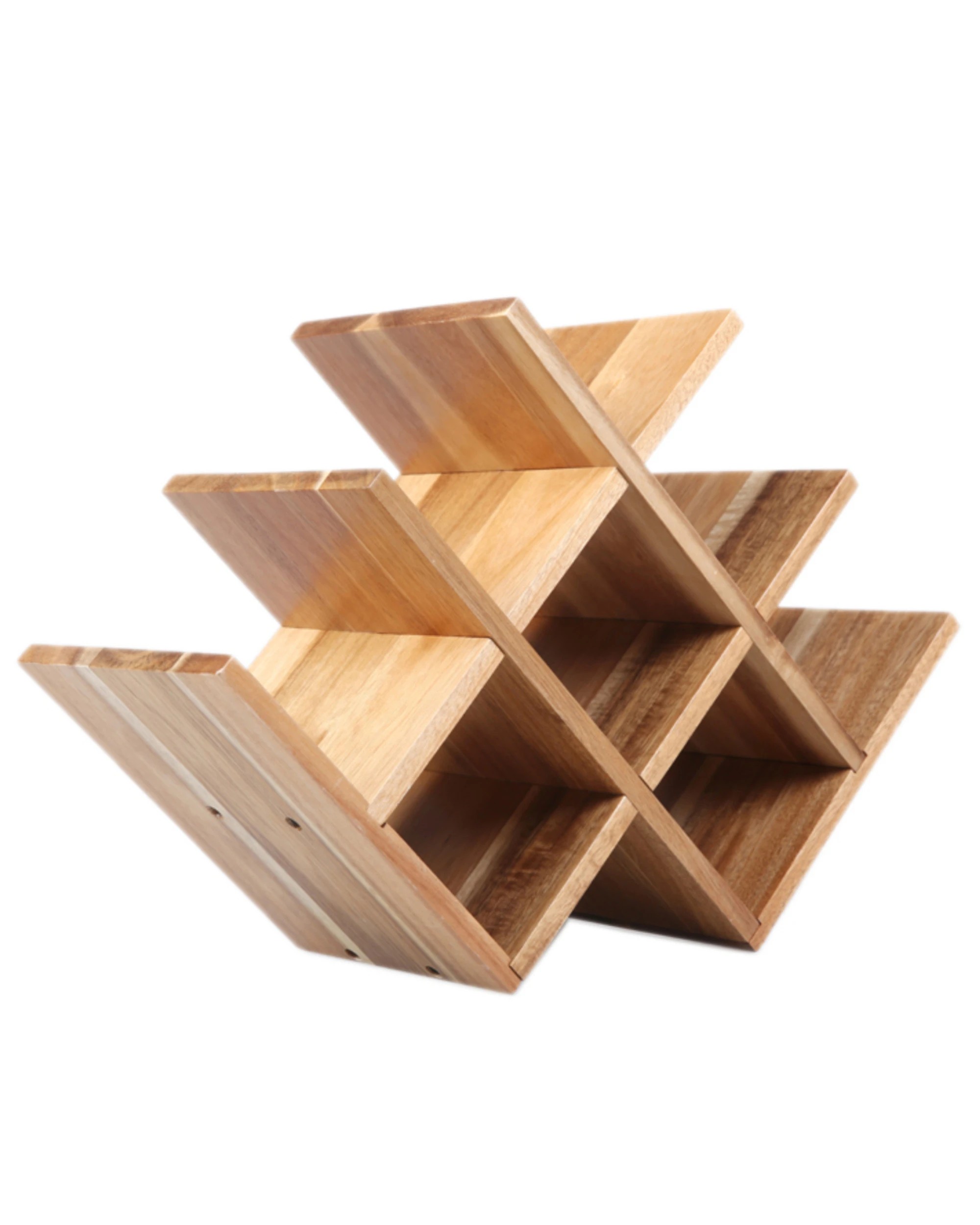 1 Sherwood Home Natural Acacia Wood 8 Bottle Tabletop Wine Rack - Brown, 1 of 5