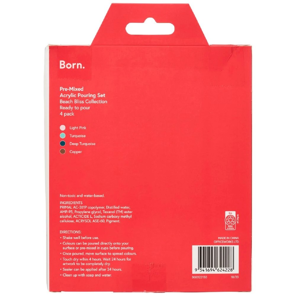 3 Born Pre-Mixed Acrylic Pouring Paint Set Beach Bliss 4 Pack, 3 of 4