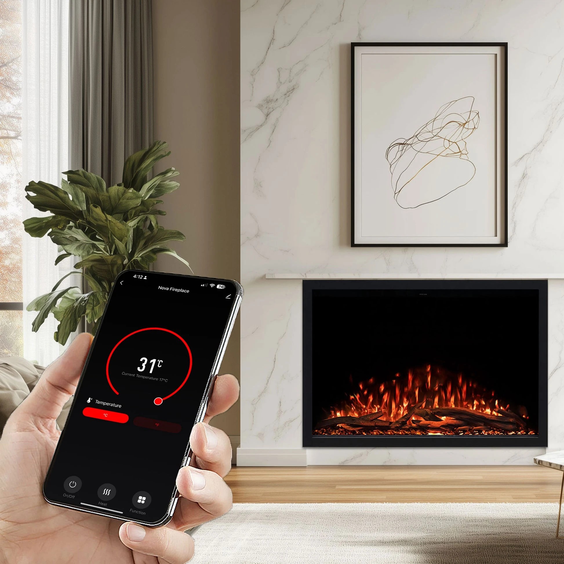 2 Moda Living Nova 33 inch Electric Fireplace - Black, 2 of 4