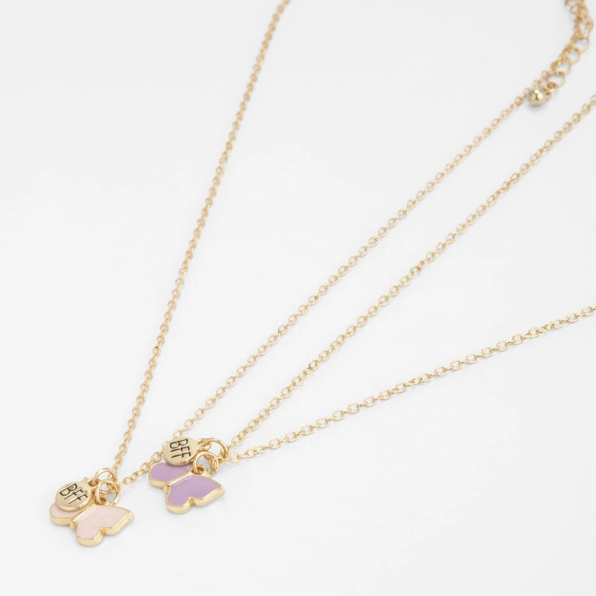 2 2 Pack BFF Butterfly Necklace - Pink, Purple and Gold Tone, 2 of 3