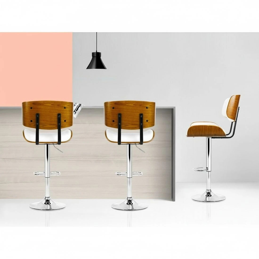 5 Artiss Bar Stools Gas Lift Leather - White, 5 of 7