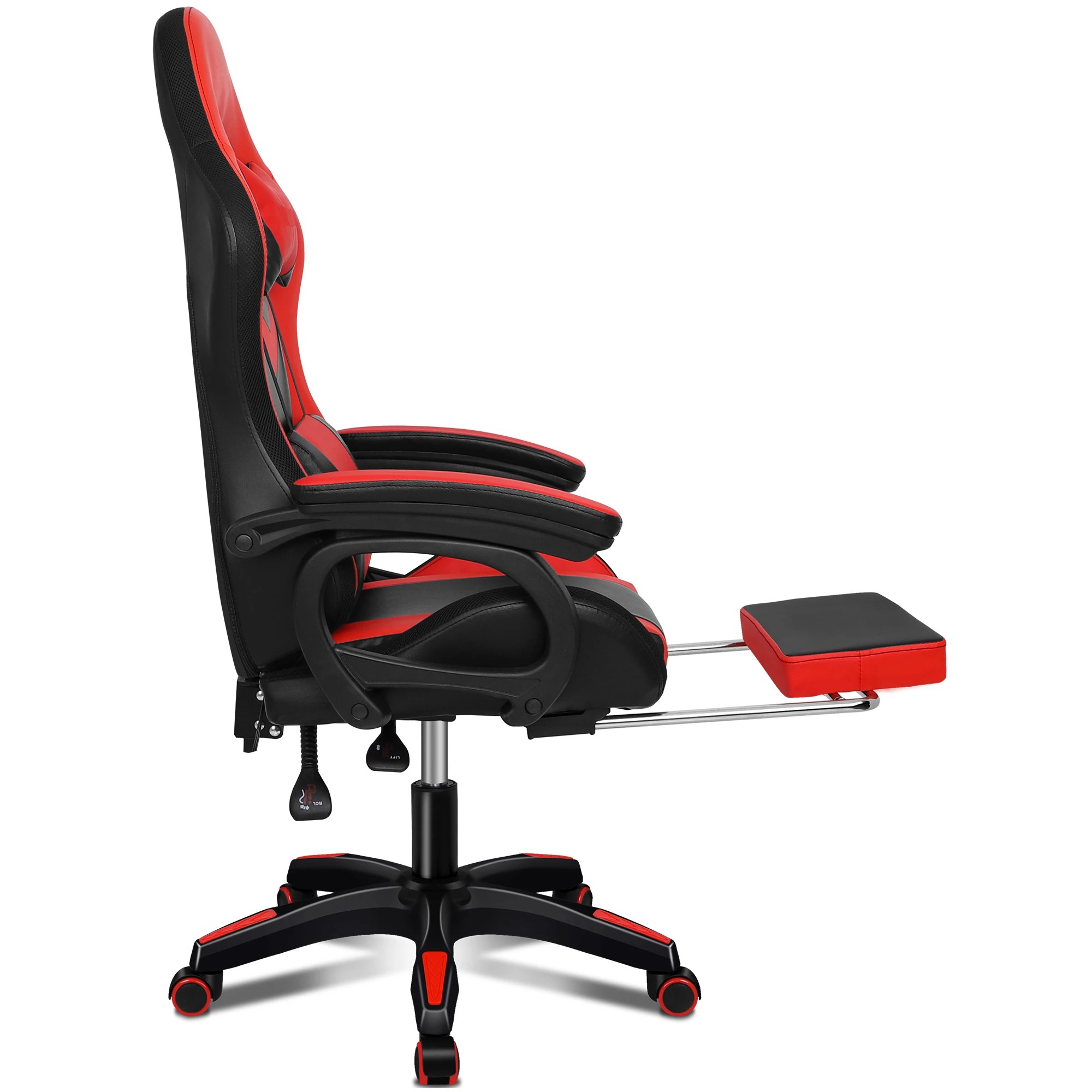 3 Alfordson Gaming Office Chair 12 RGB LED Massage Computer Seat Footrest - Red, 3 of 10