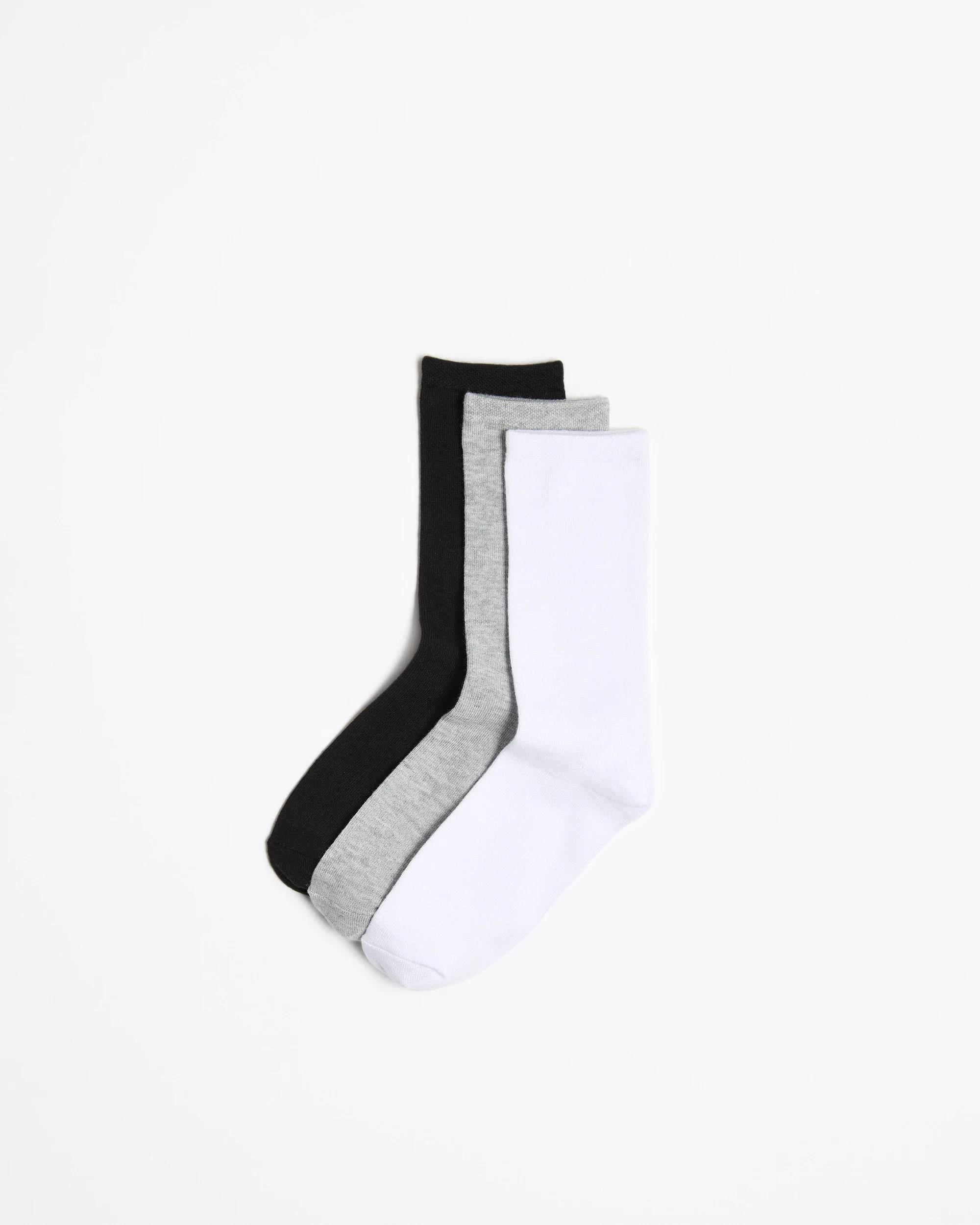 1 Target Women's Bamboo Crew Boot Socks 3 Pack GREY MARLE/WHITE/BLACK, 1 of 3