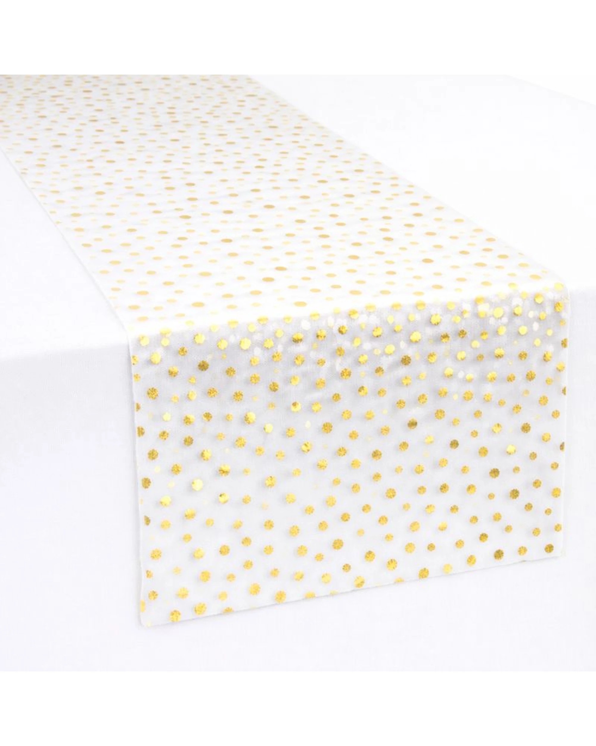 1 Partyrama Gold Dot Tulle Table Runner 3mGold - Gold, 1 of 2