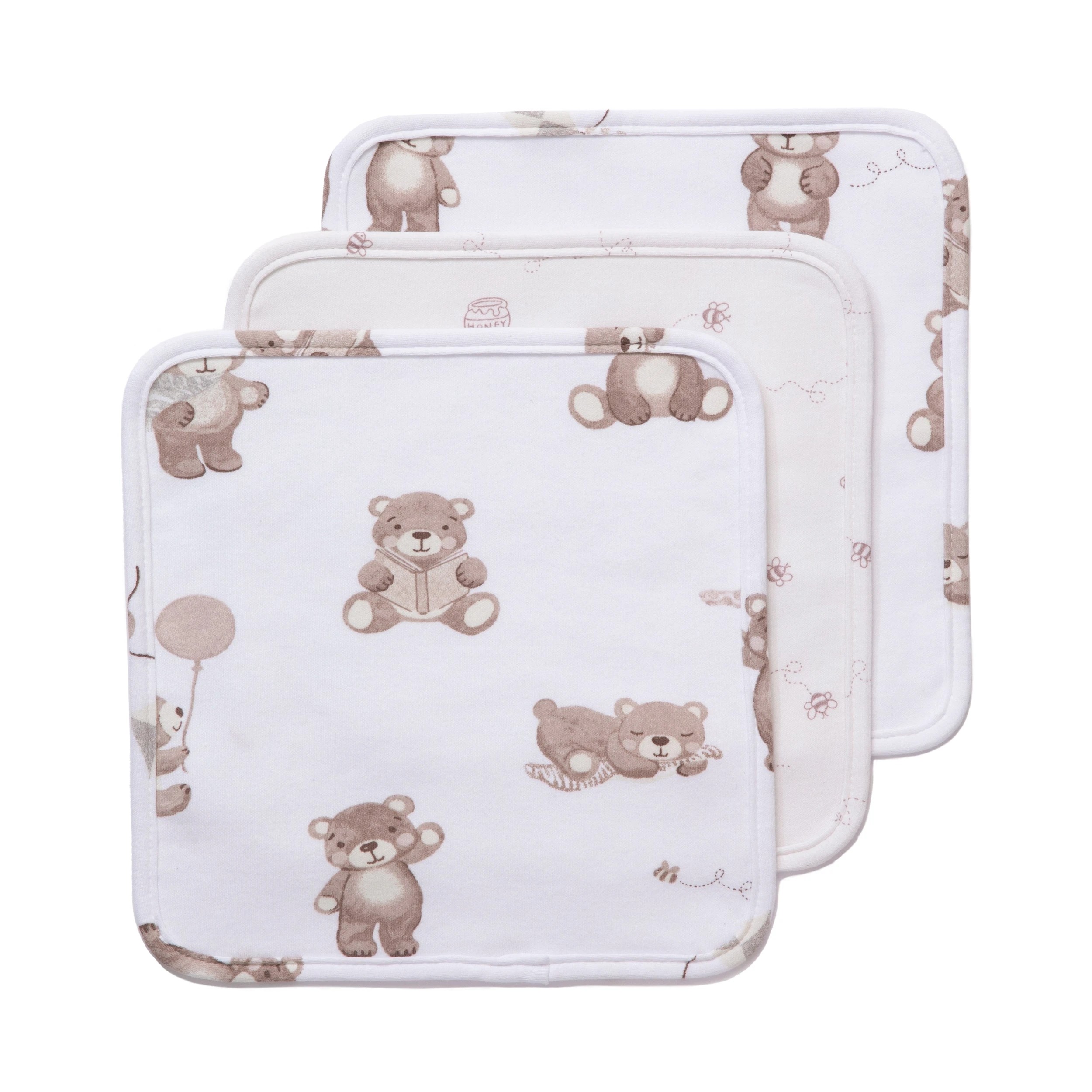 1 Living Textiles - Wash Cloths 3pk - Cuddly Bear - Assorted, 1 of 4