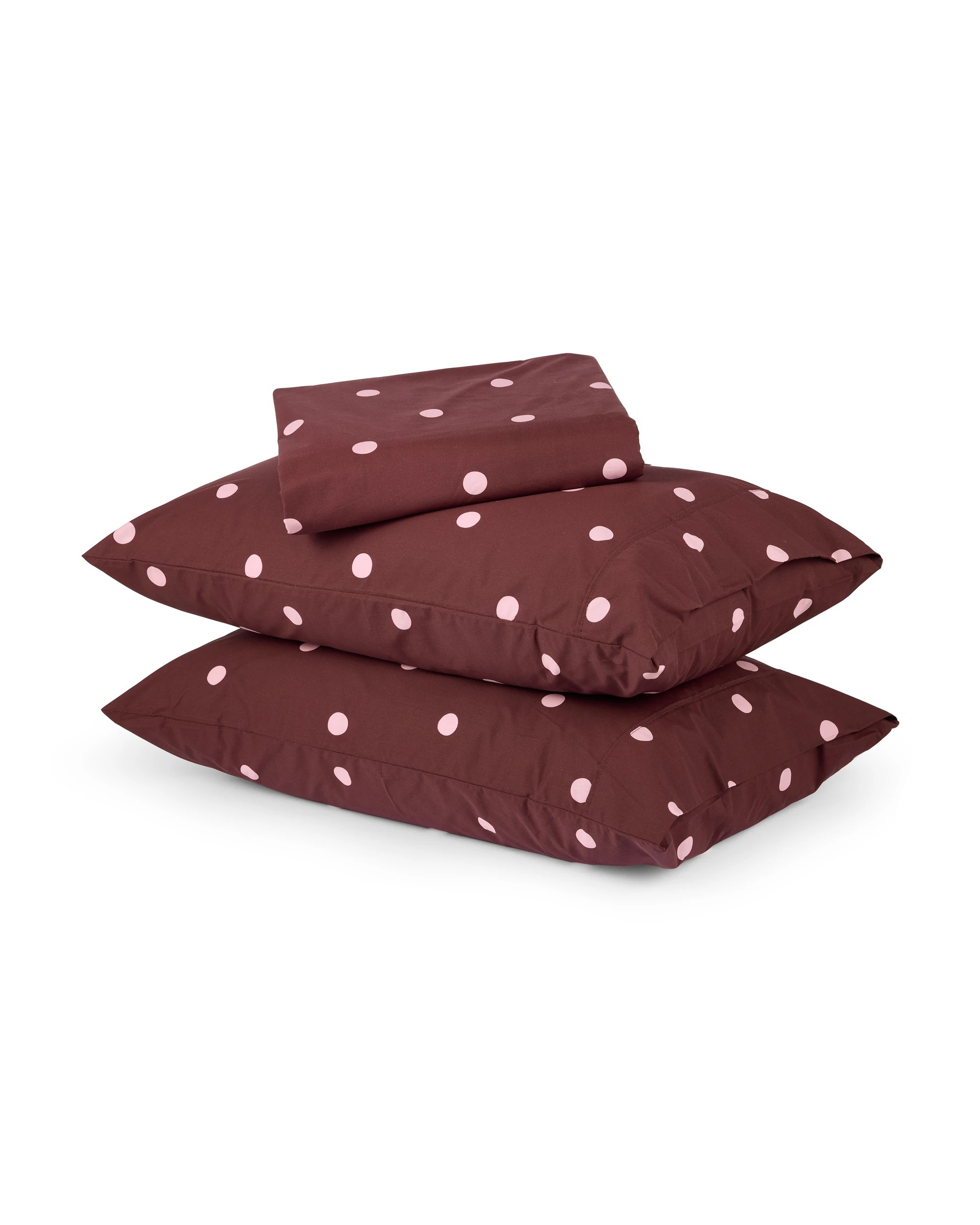 1 250 Thread Count Polka Dot Cotton Sheet Set - Double Bed, Fig and Pink, 1 of 5