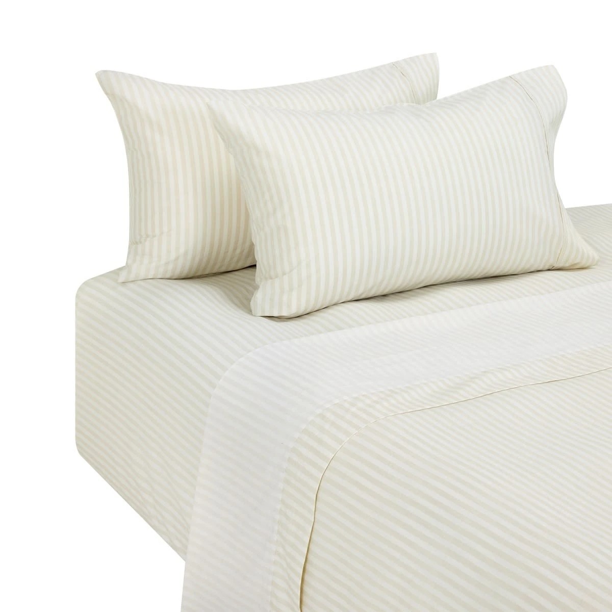 5 225 Thread Count Stripe Cotton Sheet Set - Queen Bed, Natural, 5 of 6