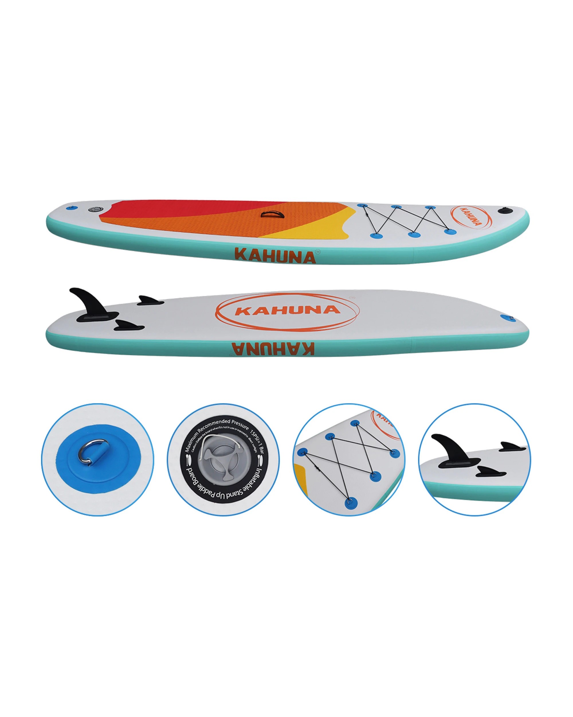 10 Kahuna Hana Inflatable Stand Up Paddle Board 11FT SUP Paddleboard - White, 10 of 10