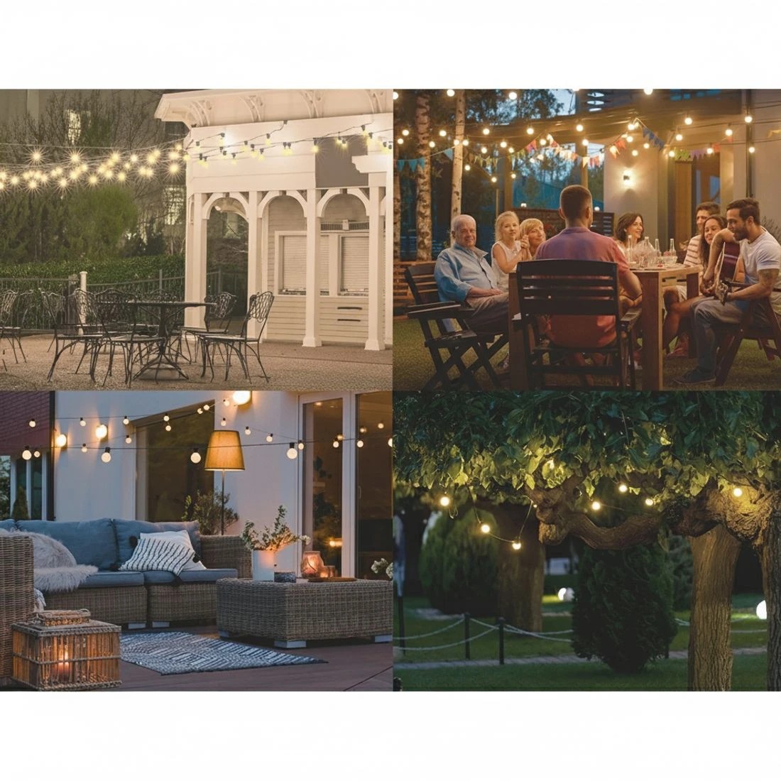 3 55m Festoon Lights Christmas Fairy String Lights Outdoor Party Garden - Black, 3 of 4