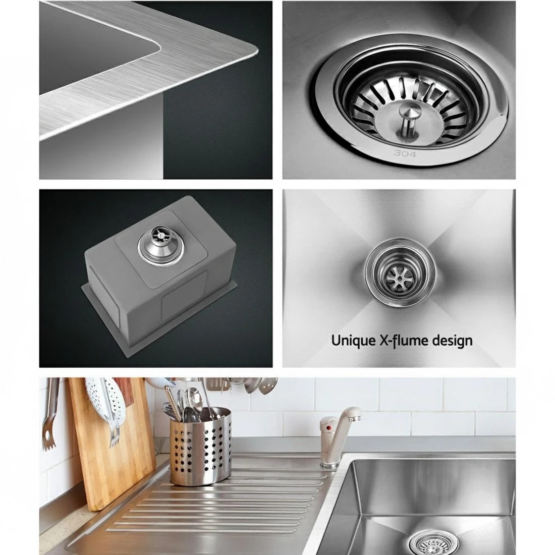 7 Cefito Kitchen Sink 45X30CM Stainless Steel Basin Single Bowl - Natural, 7 of 8