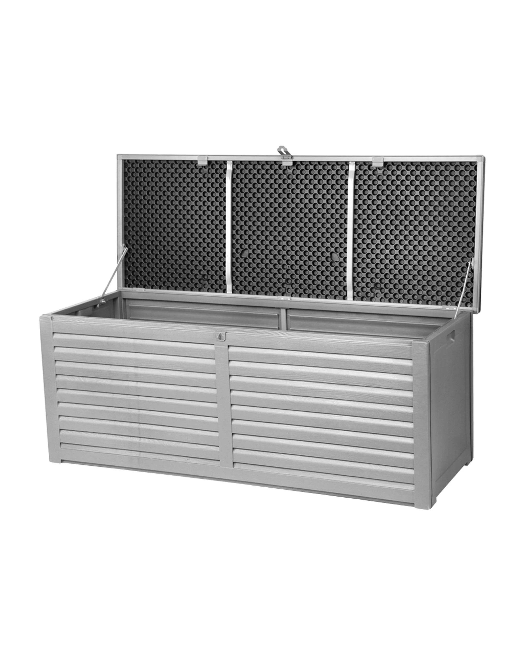 1 Gardeon Outdoor Storage Box 390L Container Lockable Garden Bench Tools Toy Shed - Black, 1 of 7