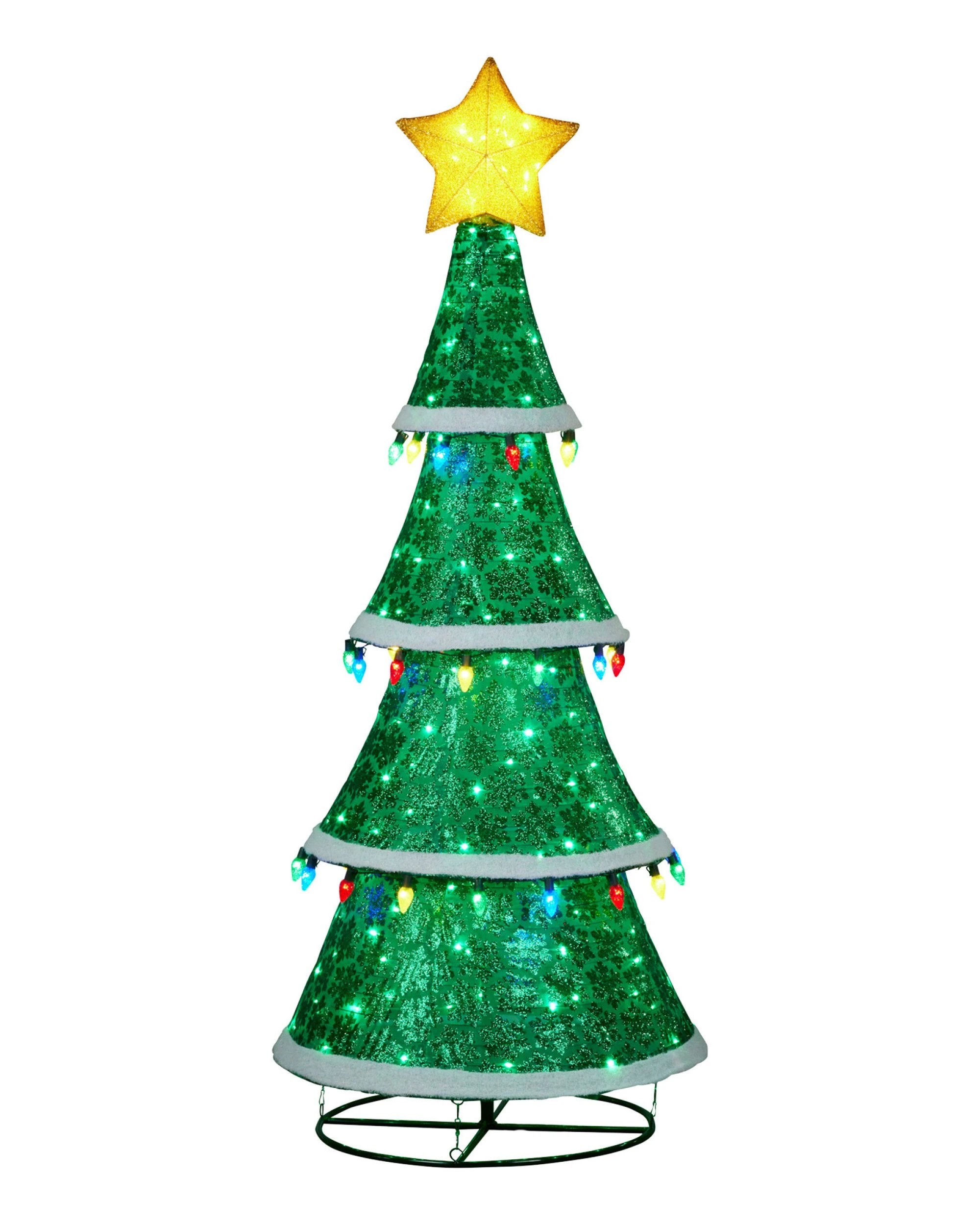1 Christabelle Large 2m Indoor Outdoor Tiered Christmas Tree With Lights, 1 of 6