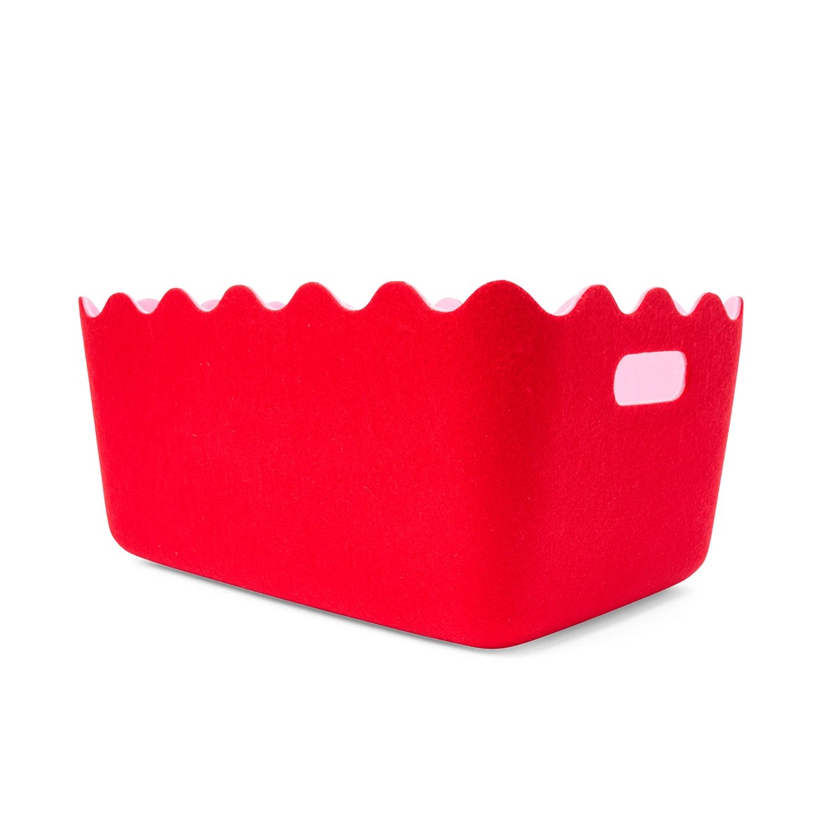 5 Two Tone Wave Felt Basket - Red, 5 of 7