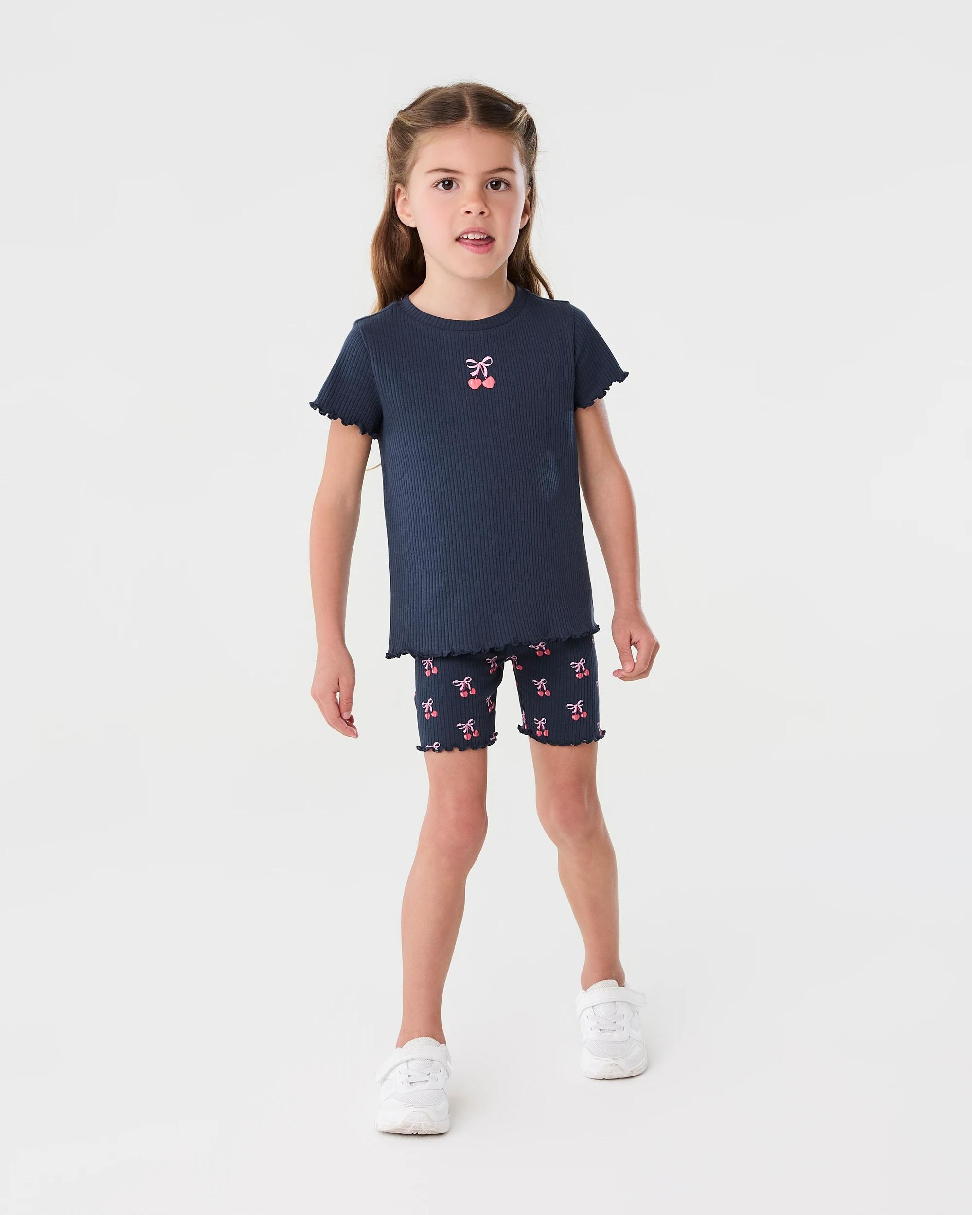 5 Printed Ribbed Bike Shorts Blu Cherry, 5 of 6