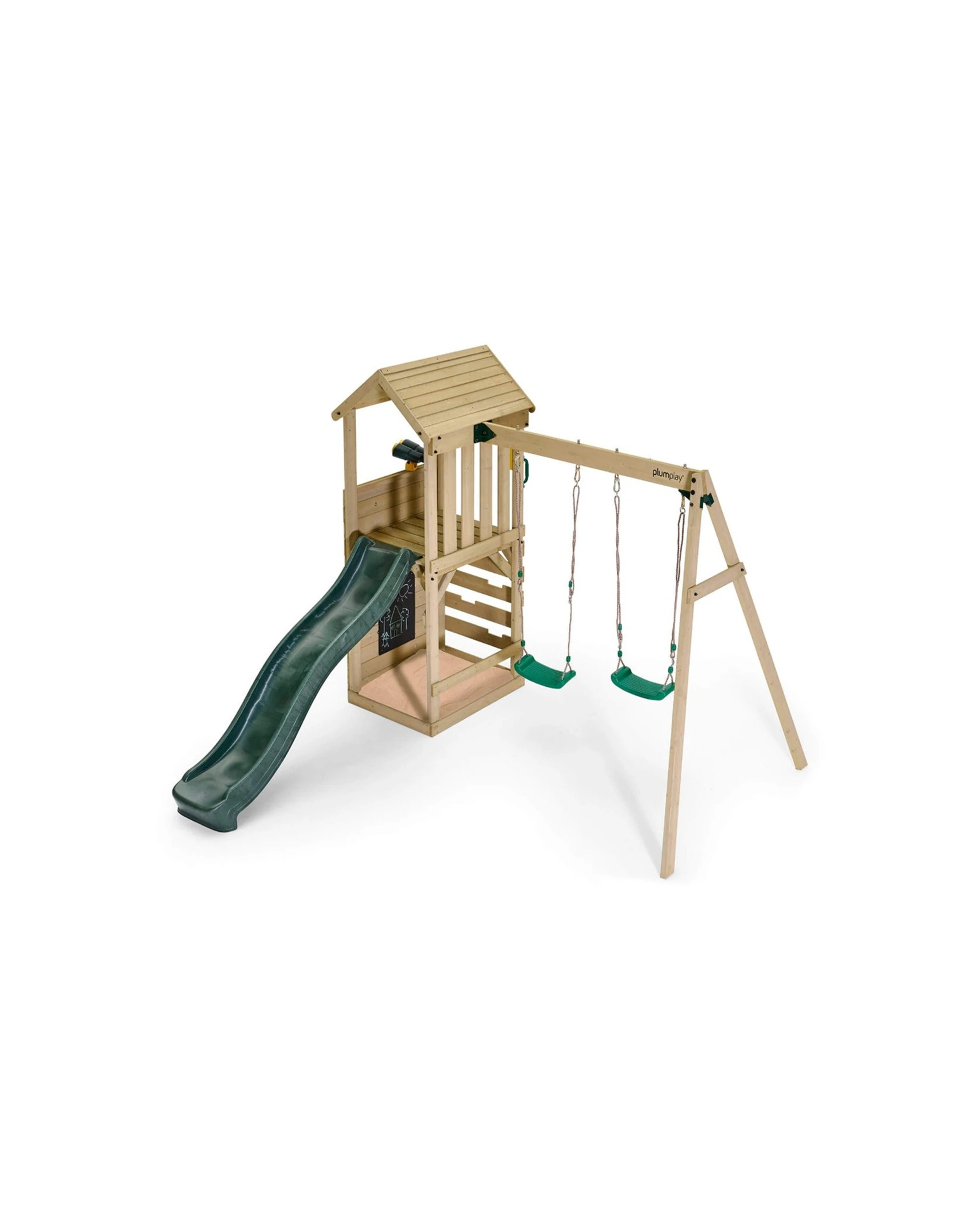 5 Plum Play Au Lookout Tower Playcentre With Swings Wooden Climbing Frame - Green, 5 of 9