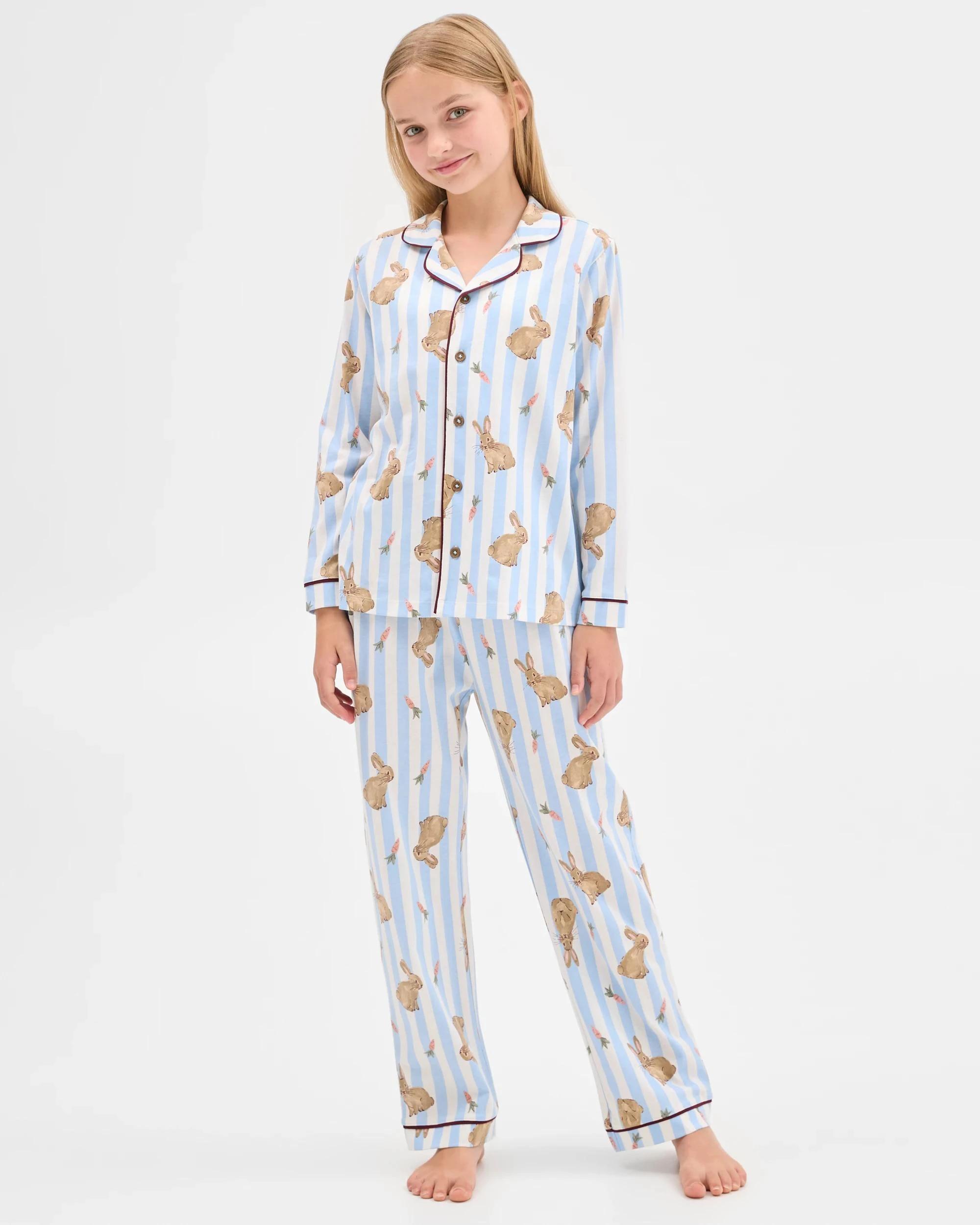 2 Target Kids Family Matching Australian Cotton Easter Older Kids Pyjama Set - Bunny Stripe BUNNY BLUE, 2 of 10