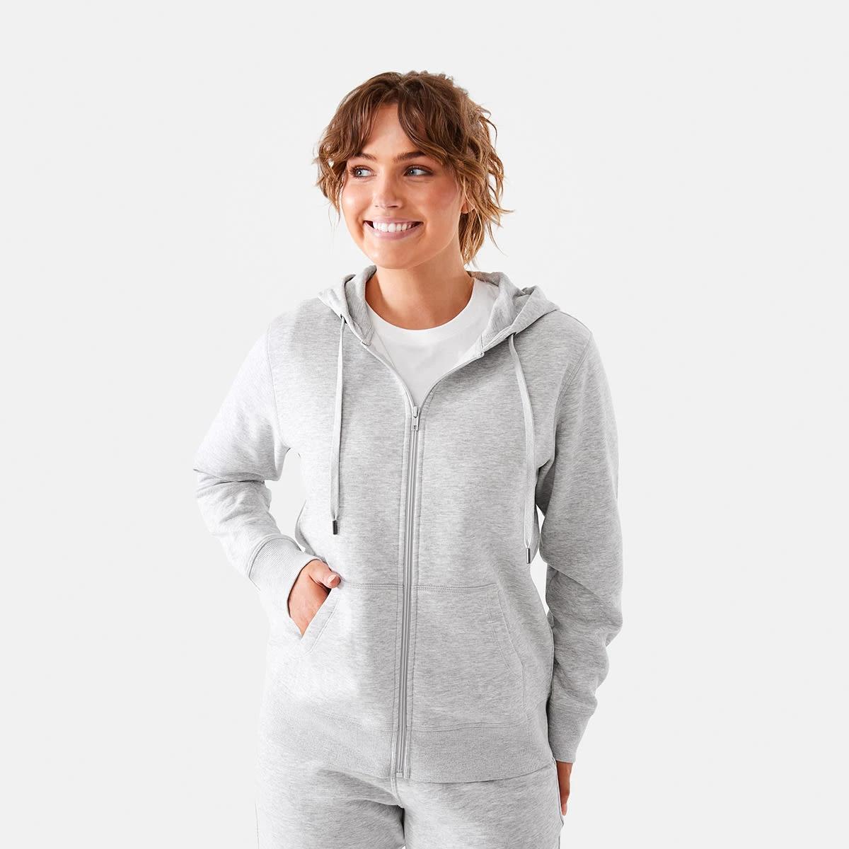 2 Active Womens Core Zip Through Hoodie Grey Marle, 2 of 9
