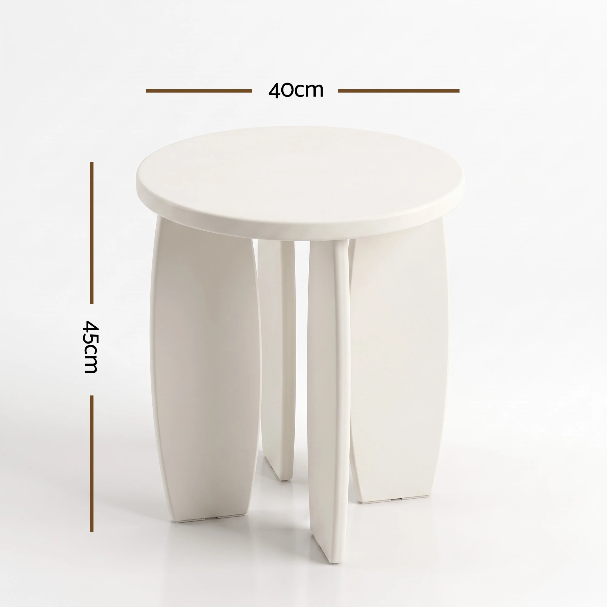 3 Artiss Round End Table High-Gloss Small Coffee Table Side Bedside Nightstand 40x45cm Cream white - White, 3 of 9