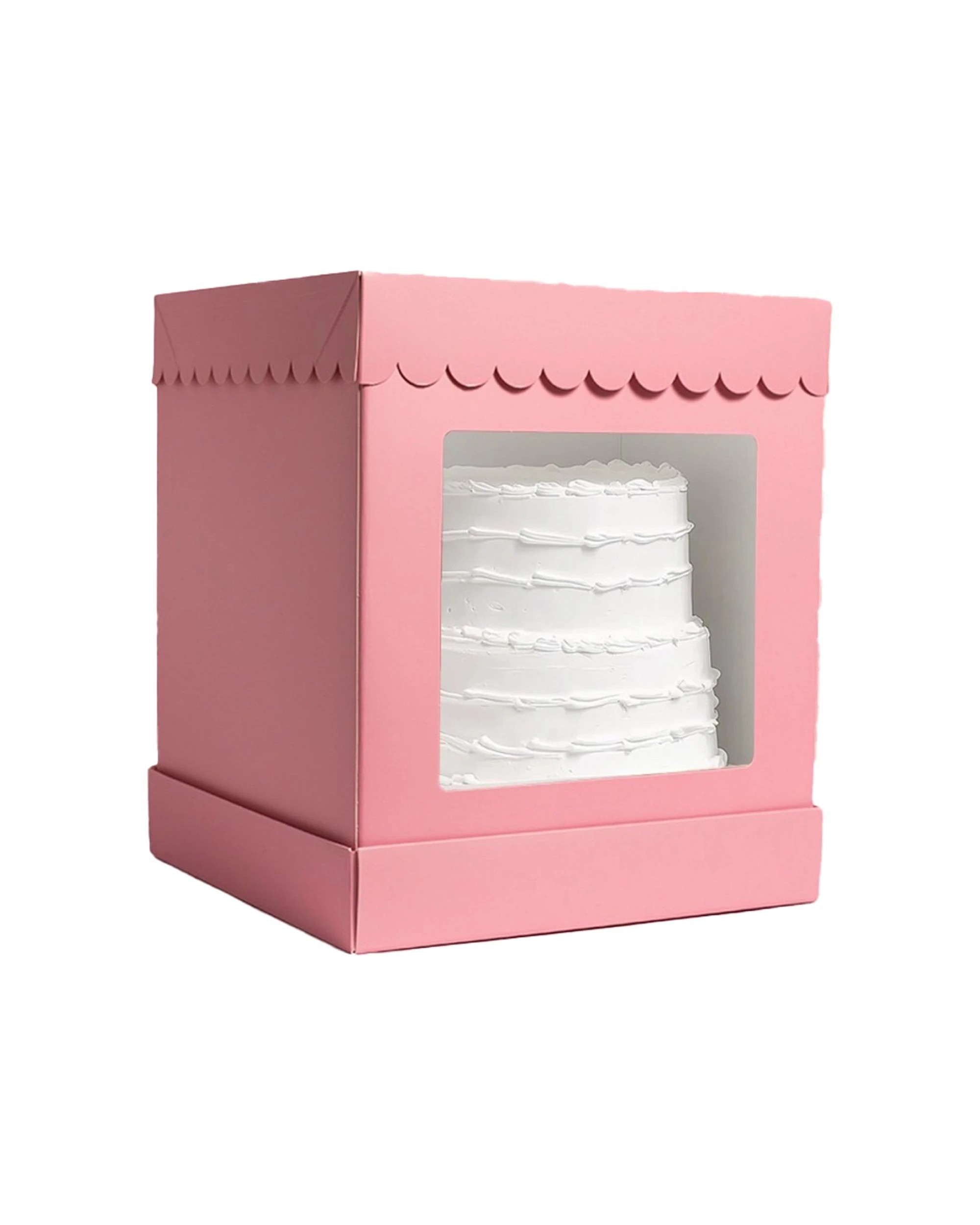 1 Bake Group Tall Scalloped Cake Storage Box 10x10x12 Inches Pastel - Pink, 1 of 1