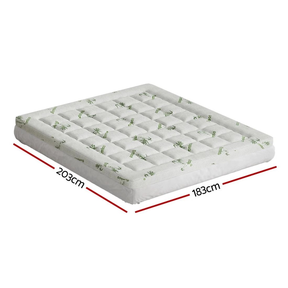 1 Giselle Bedding Mattress Topper Pillowtop Bamboo 7.5cm King - King Bed - White, 1 of 4