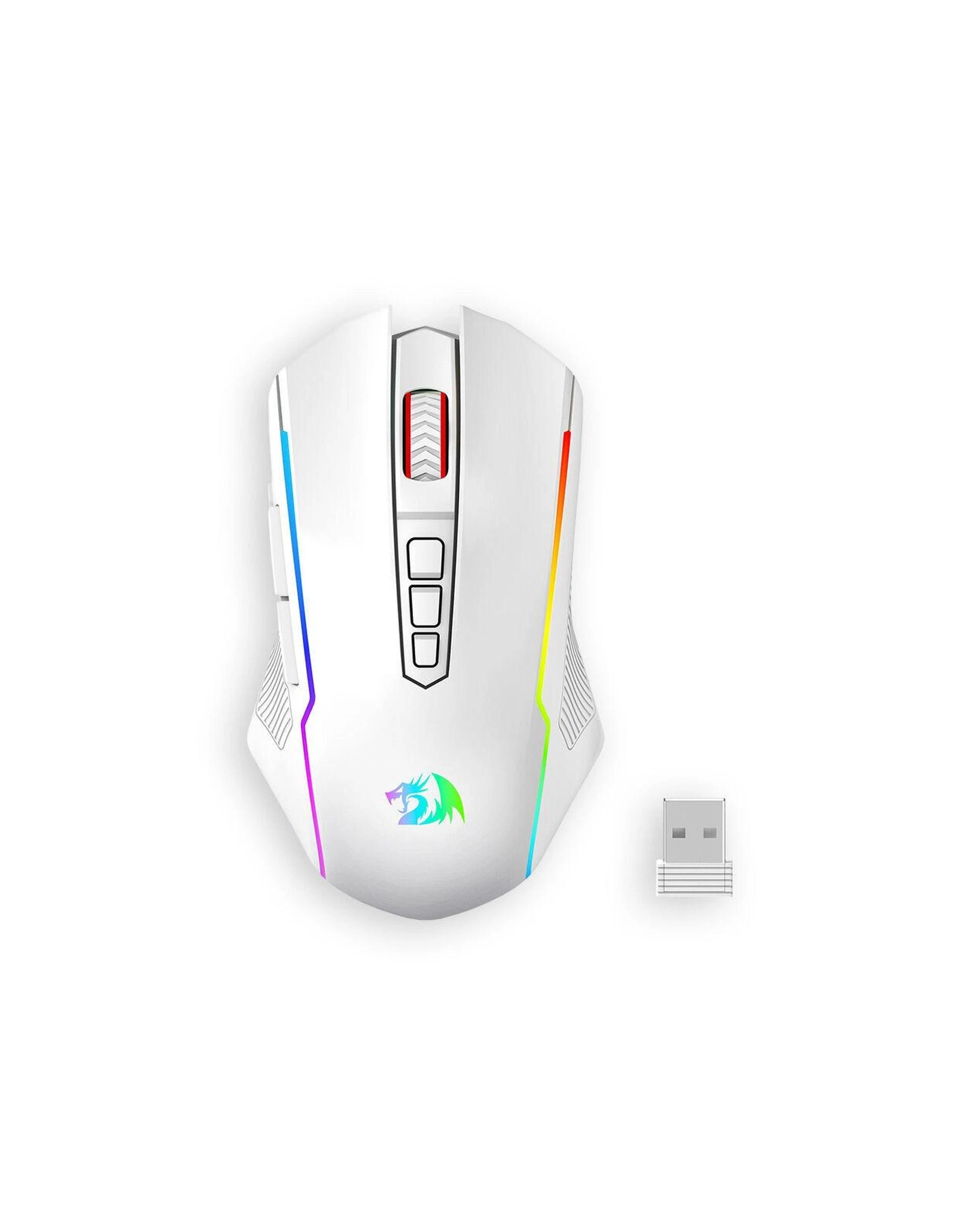 1 Redragon M914WRGB NIX White FullSize TriMode RGB Gaming Mouse, 1 of 10