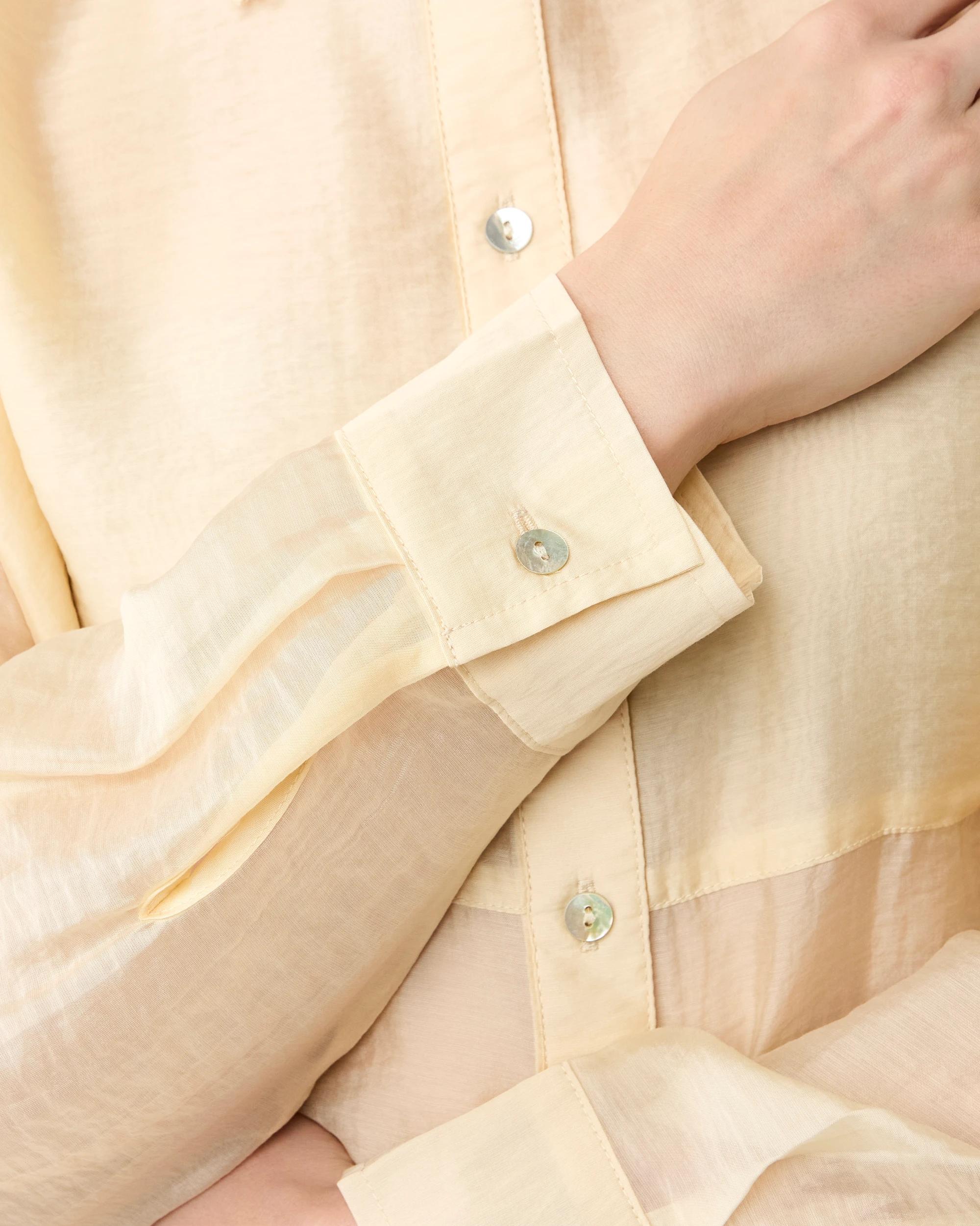6 Long Sleeve Oversized Sheer Shirt Vanilla, 6 of 7